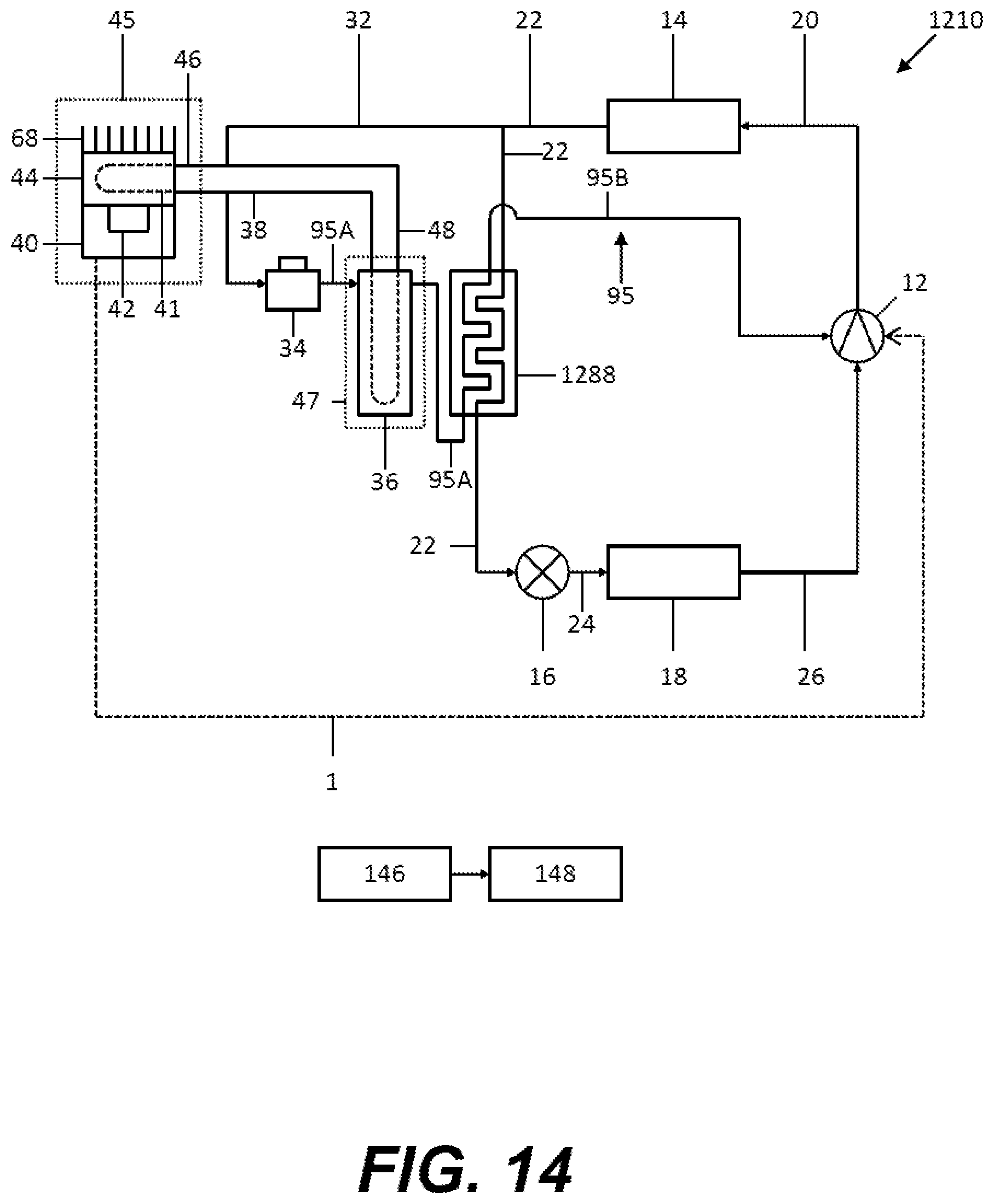 Patent US12309983 Figure 14 – Refrigeration system or a heat pump and method of operating a refrigeration system or a heat pump