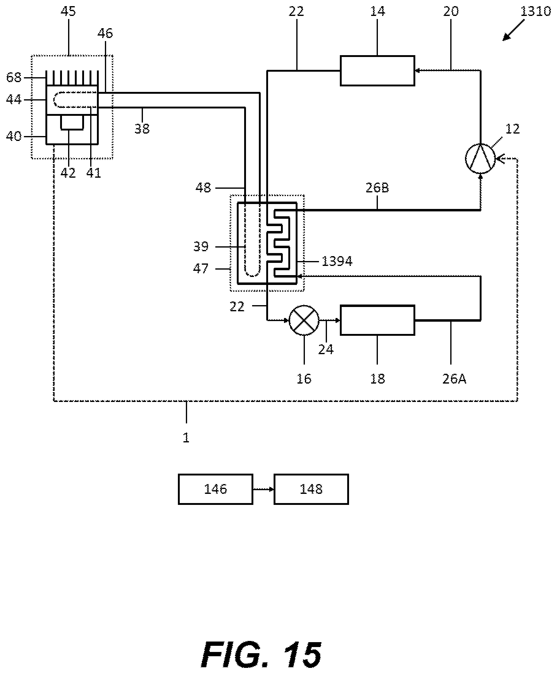 Patent US12309983 Figure 15 – Refrigeration system or a heat pump and method of operating a refrigeration system or a heat pump