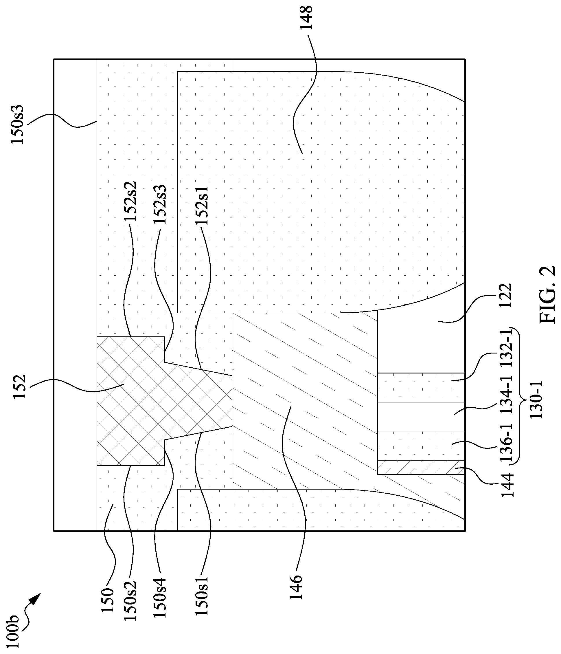 Patent US12309996 Figure 3 – Semiconductor device with etched landing pad surface