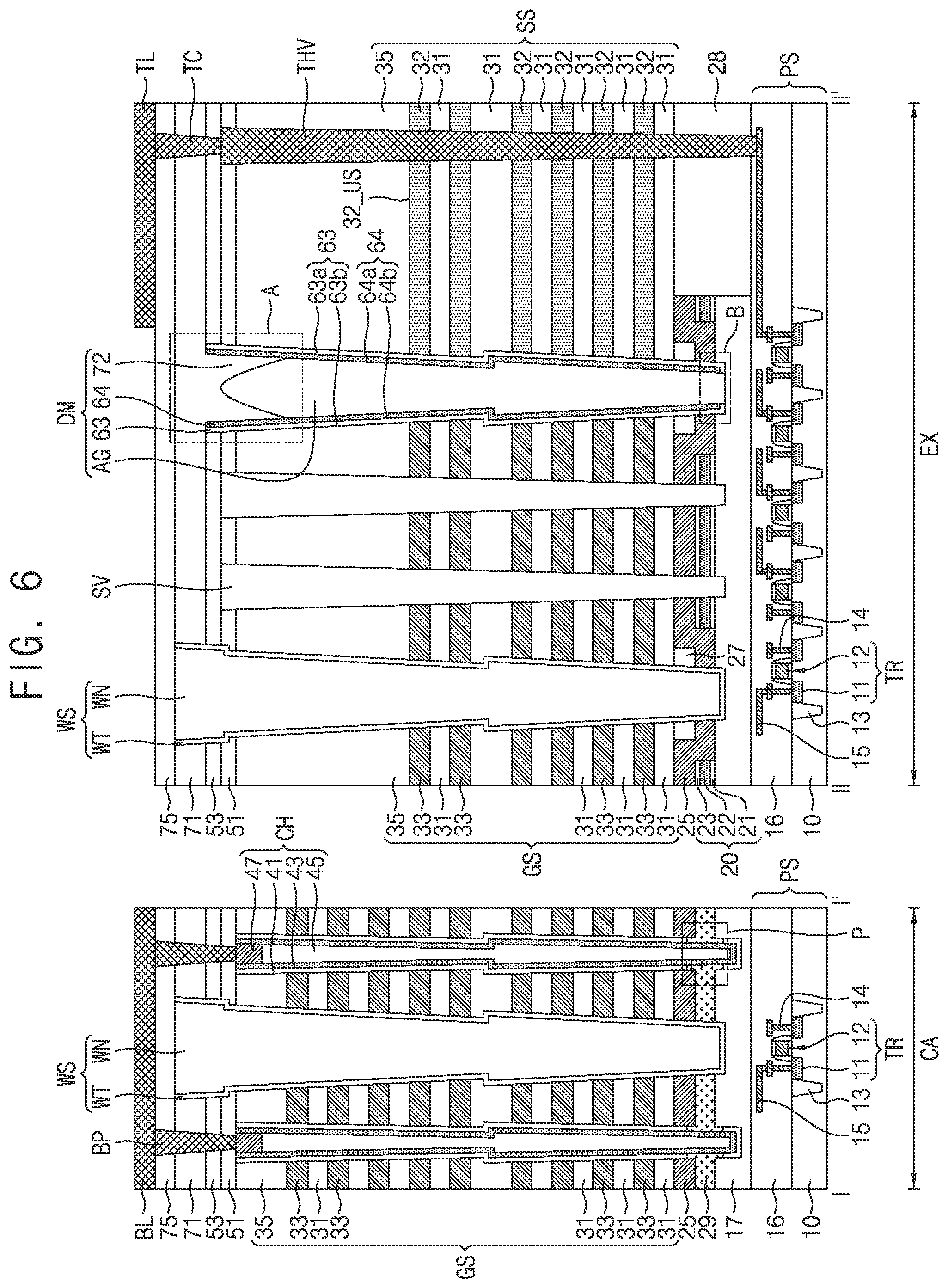 Patent US12310019 Figure 6 – Semiconductor device including dam structure having air gap and electronic system including the same