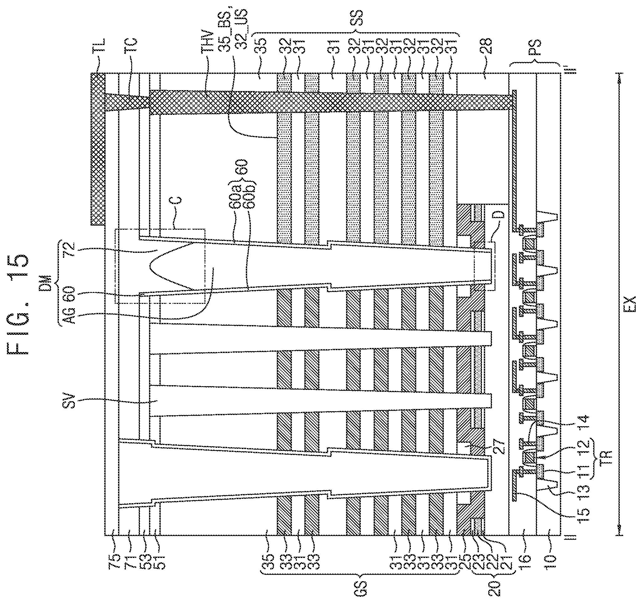 Patent US12310019 Figure 13 – Semiconductor device including dam structure having air gap and electronic system including the same