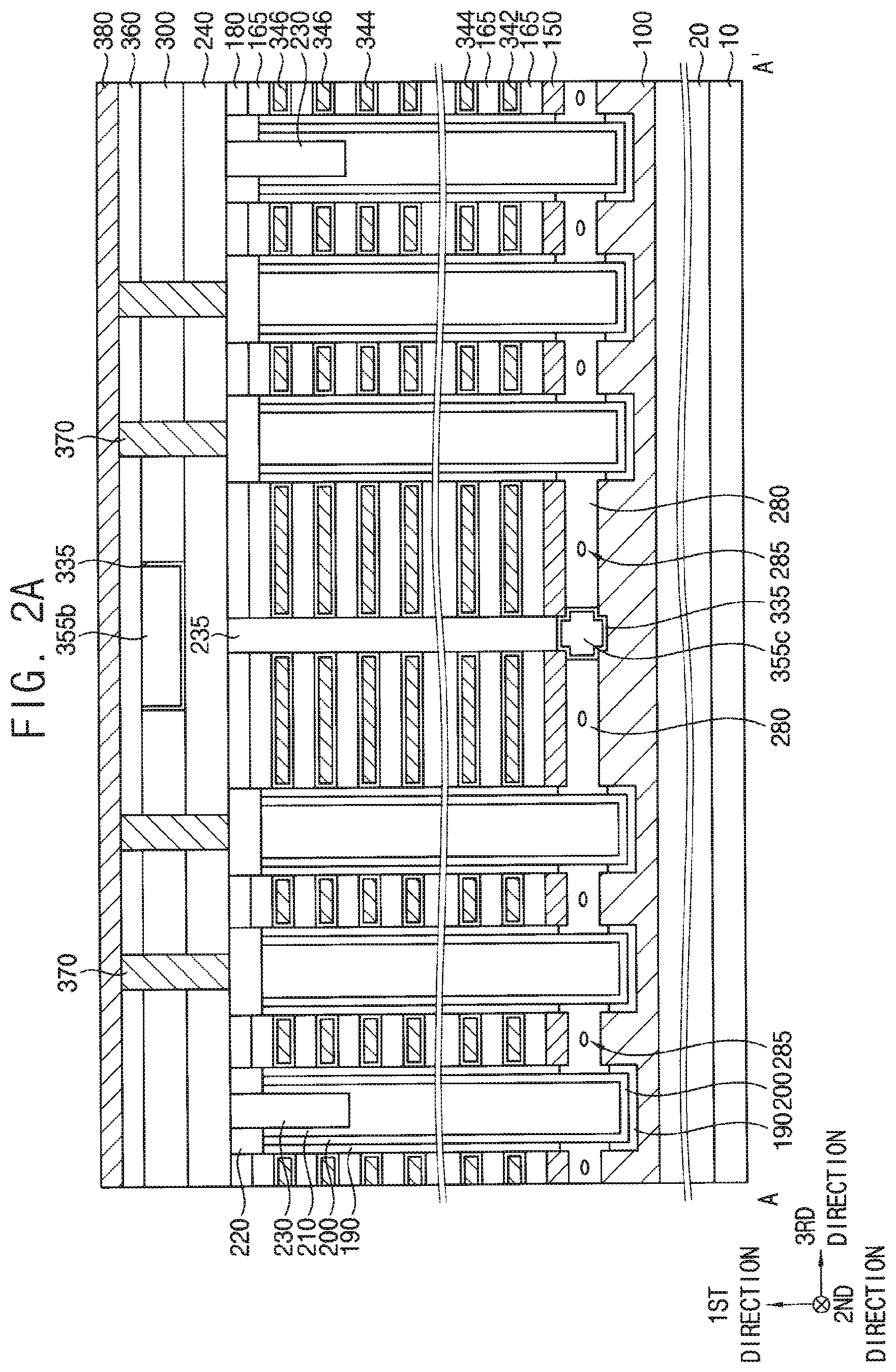 Patent US12310021 Figure 2 – Vertical memory device with multiple support layers