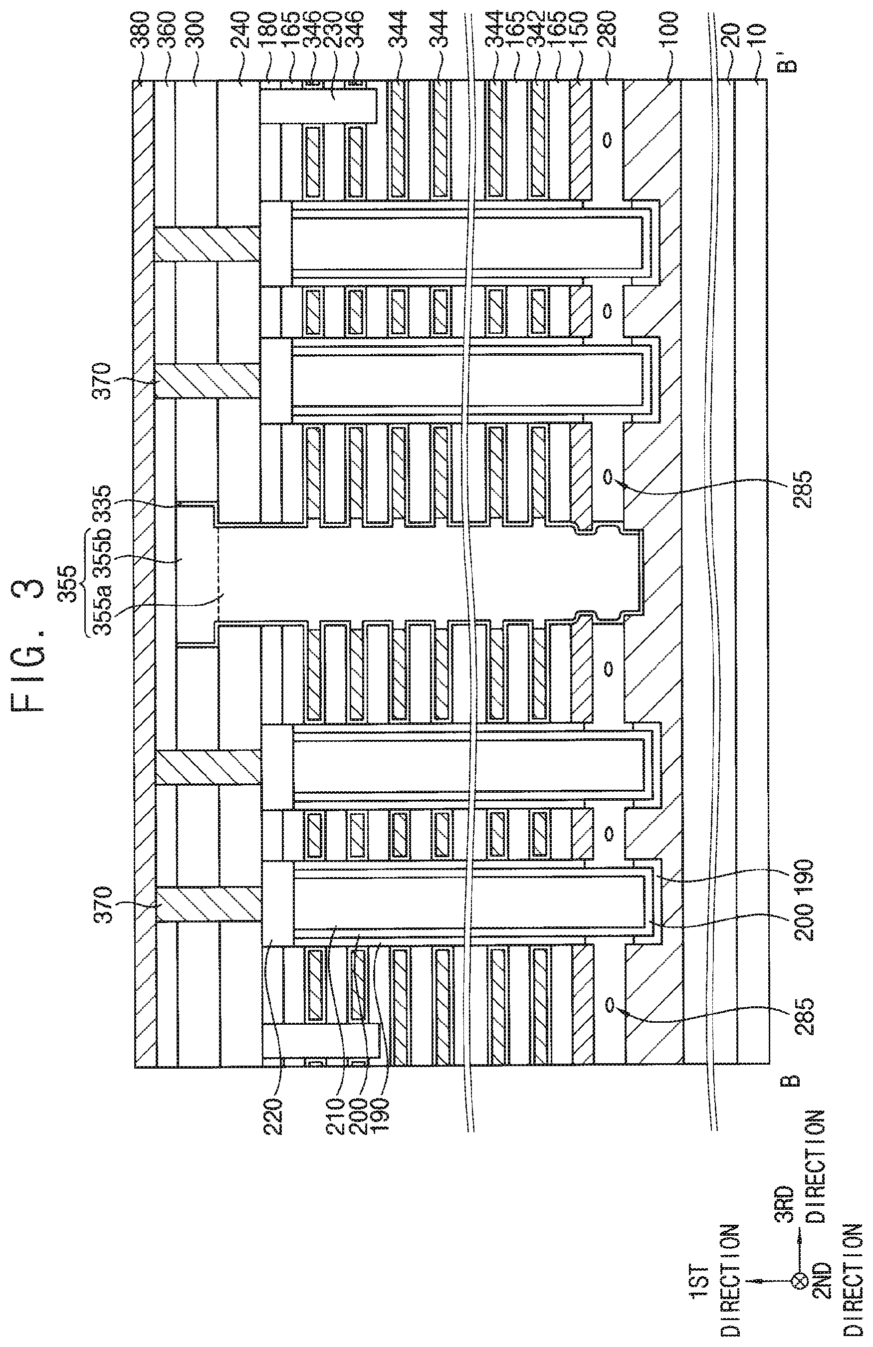 Patent US12310021 Figure 4 – Vertical memory device with multiple support layers