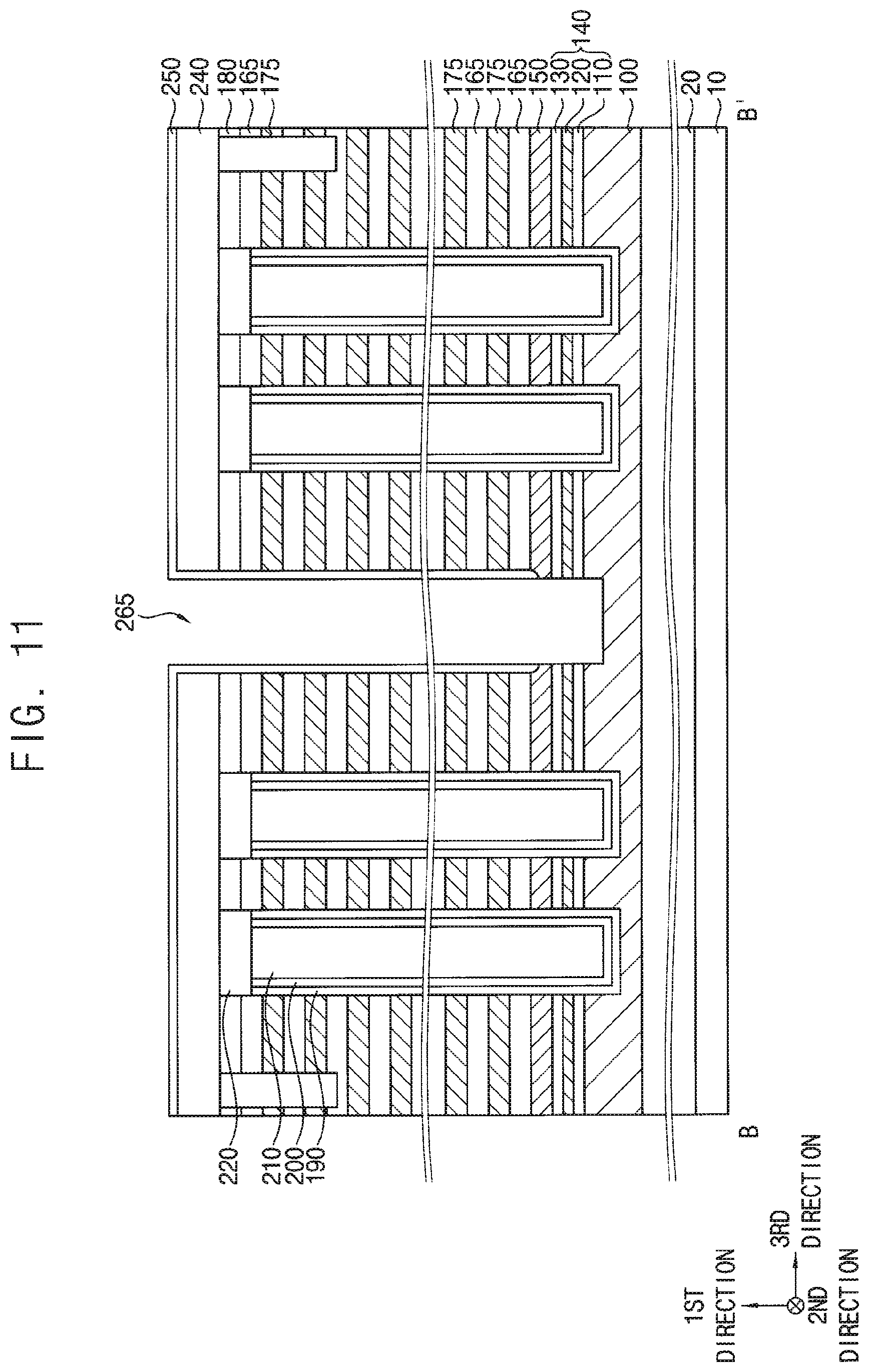 Patent US12310021 Figure 12 – Vertical memory device with multiple support layers