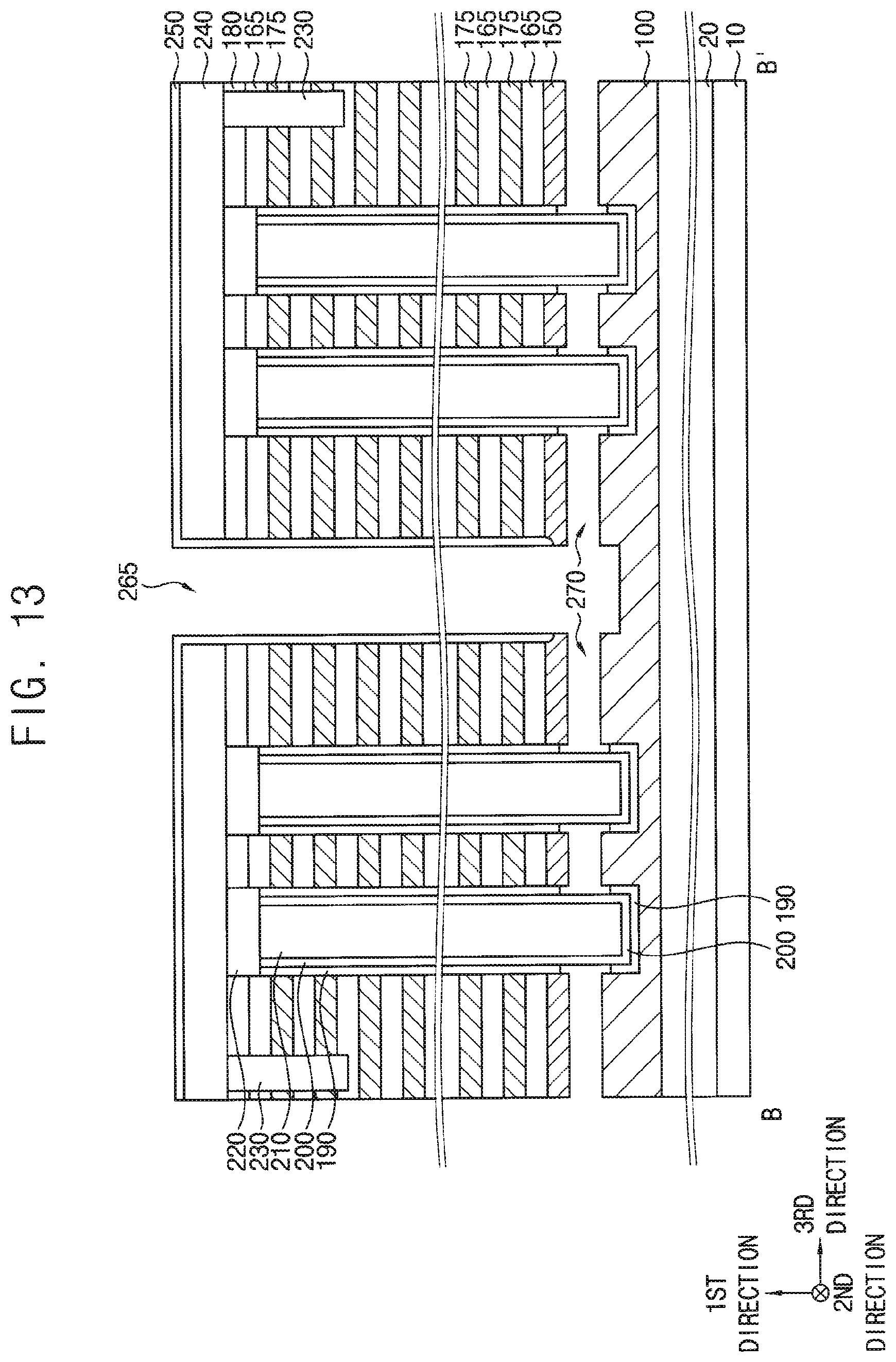 Patent US12310021 Figure 14 – Vertical memory device with multiple support layers