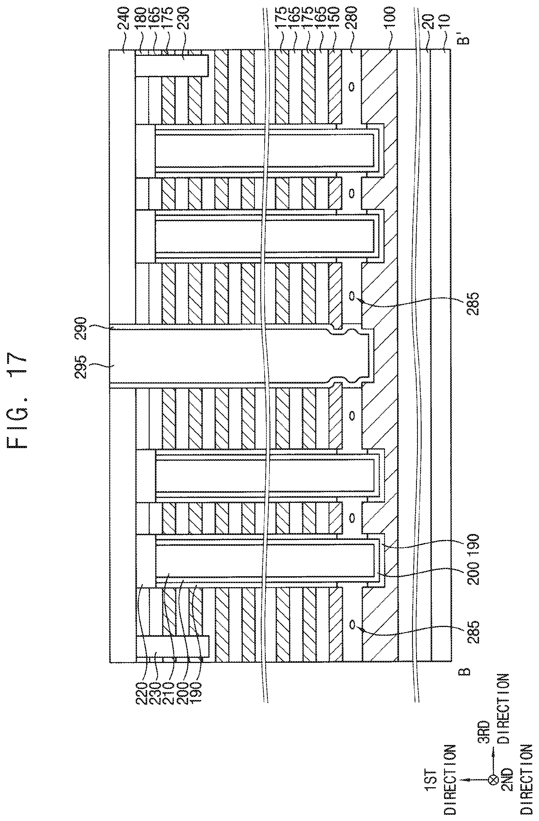 Patent US12310021 Figure 18 – Vertical memory device with multiple support layers