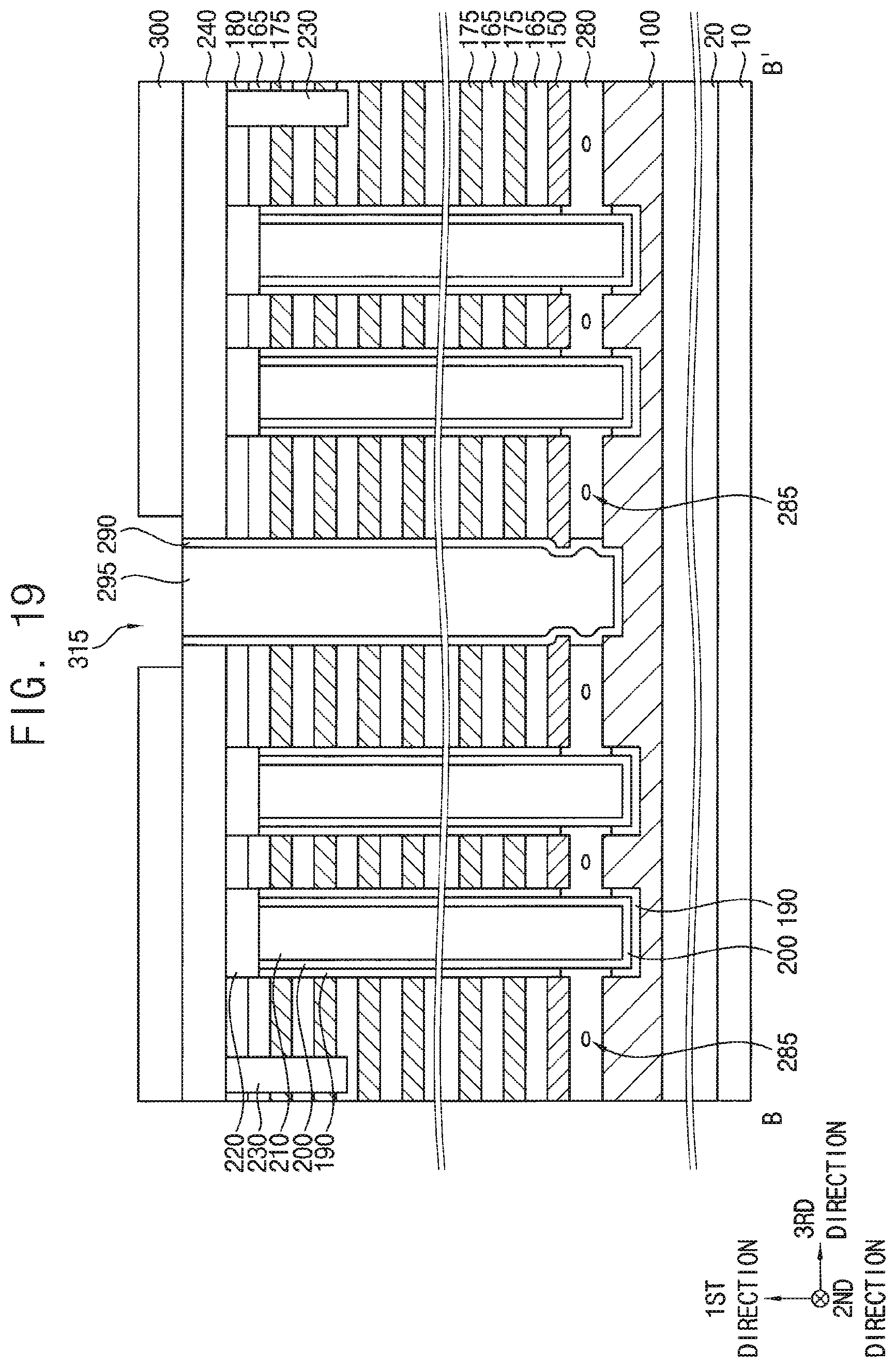 Patent US12310021 Figure 20 – Vertical memory device with multiple support layers