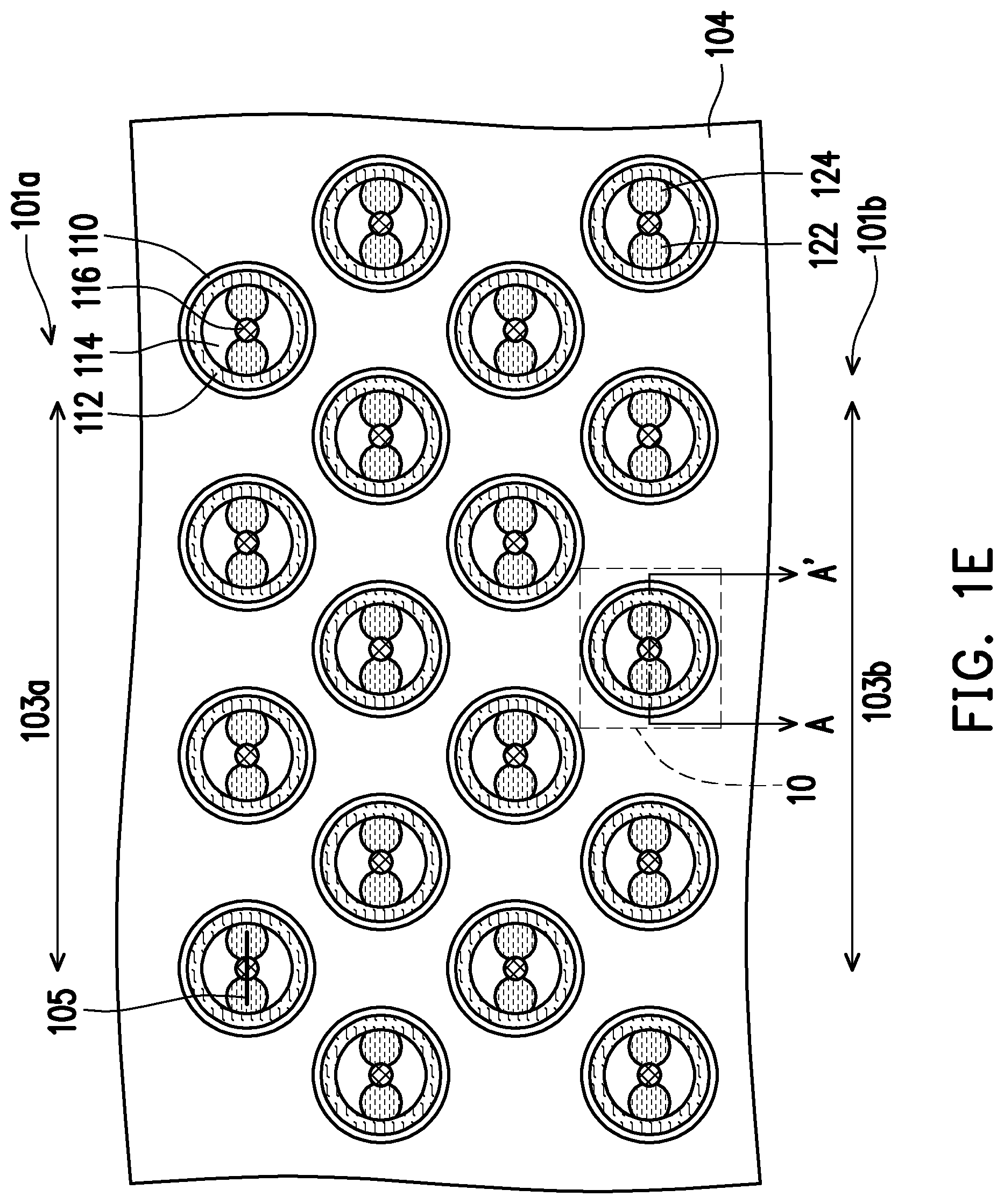 Patent US12310023 Figure 5 – 3D semiconductor device and array layout with isolated conductive pillars