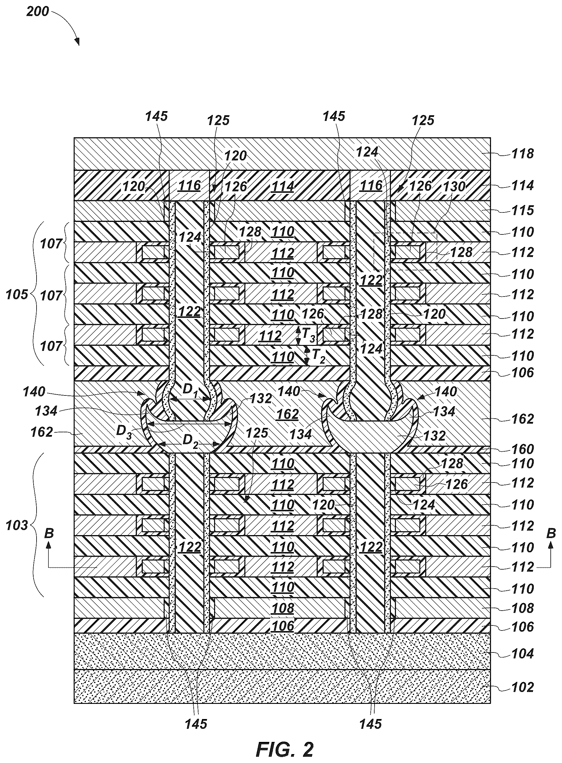 Patent US12310024 Figure 3 – Microelectronic devices including oxide material between decks thereof, and related memory devices