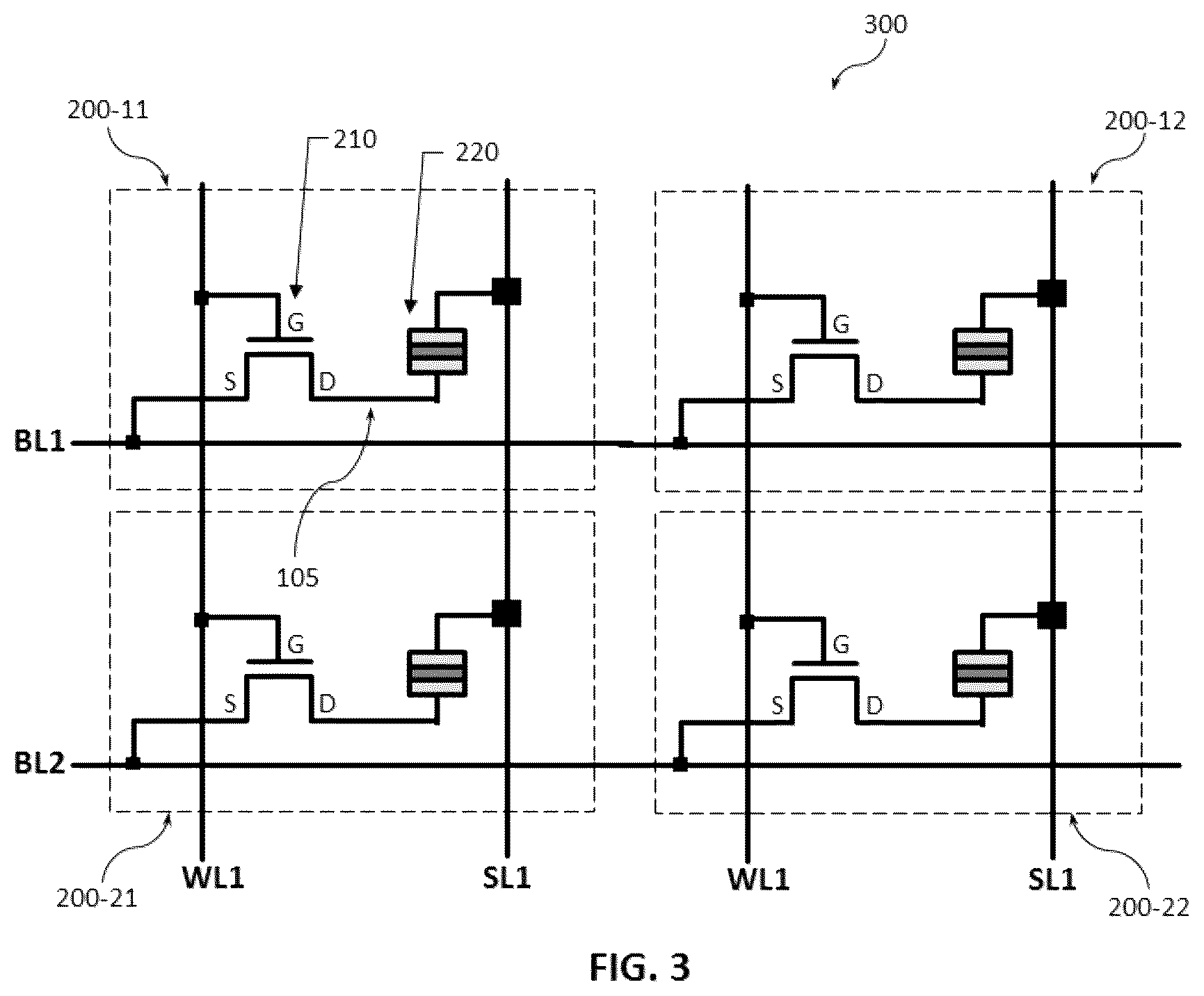 Patent US12310032 Figure 3 – Stacked backend memory with resistive switching devices