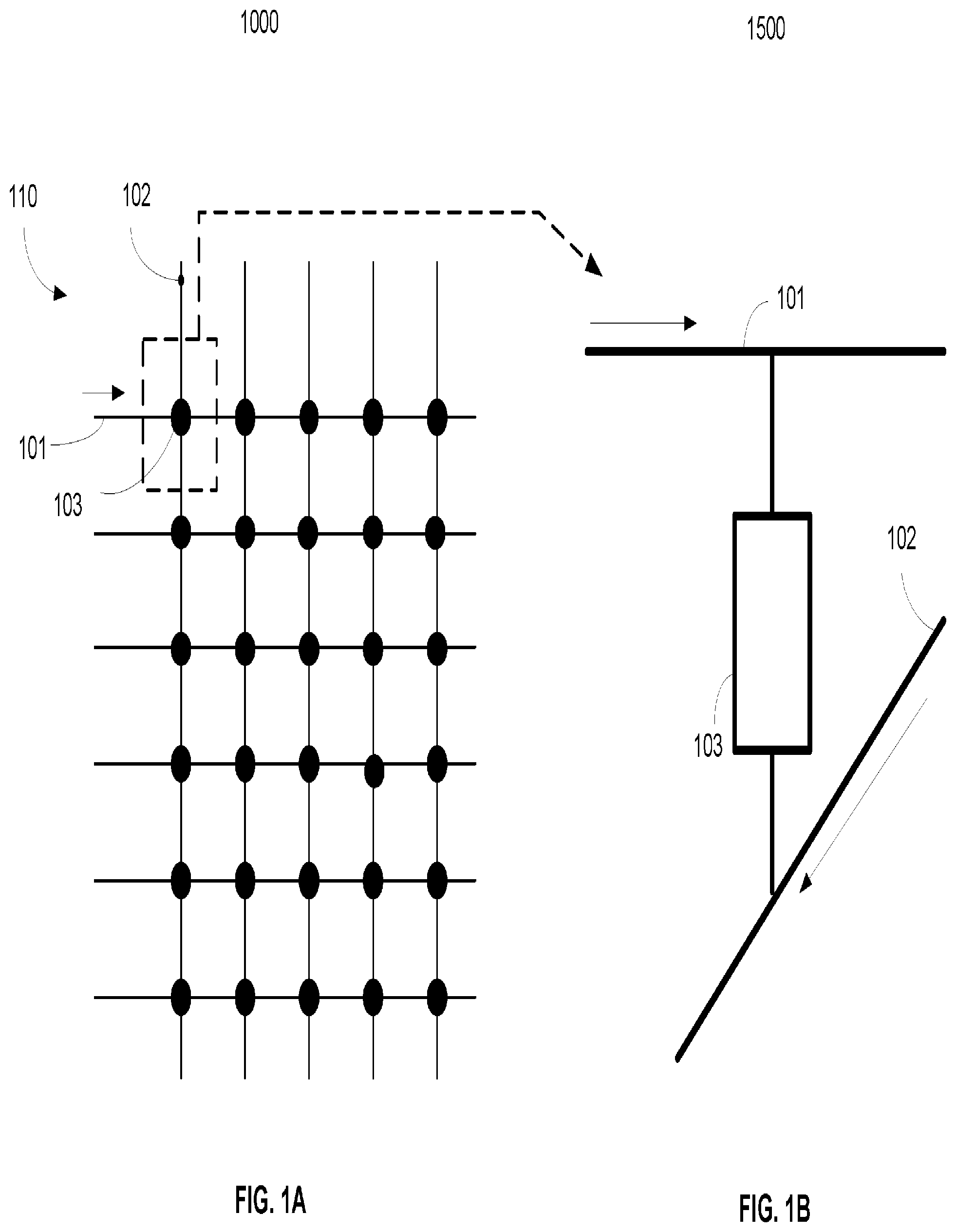 Patent US12310033 Figure 1 – Crossbar array circuit with parallel grounding lines