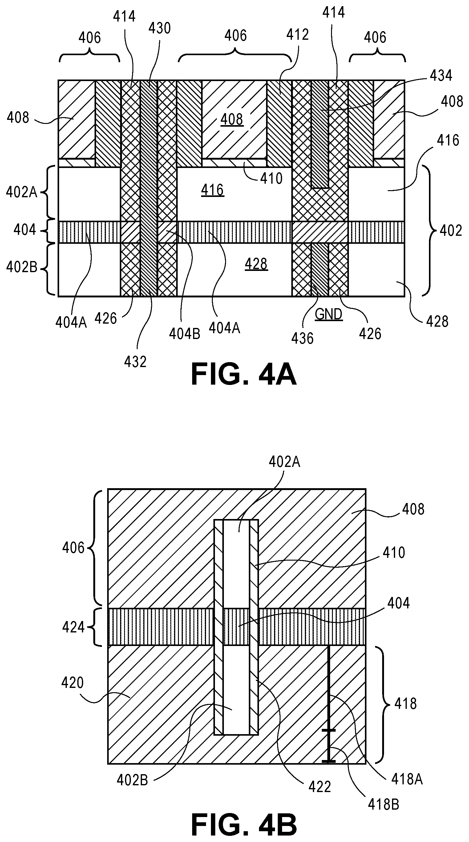 Patent US12310044 Figure 4 – Vertical integration scheme and circuit elements architecture for area scaling of semiconductor devices