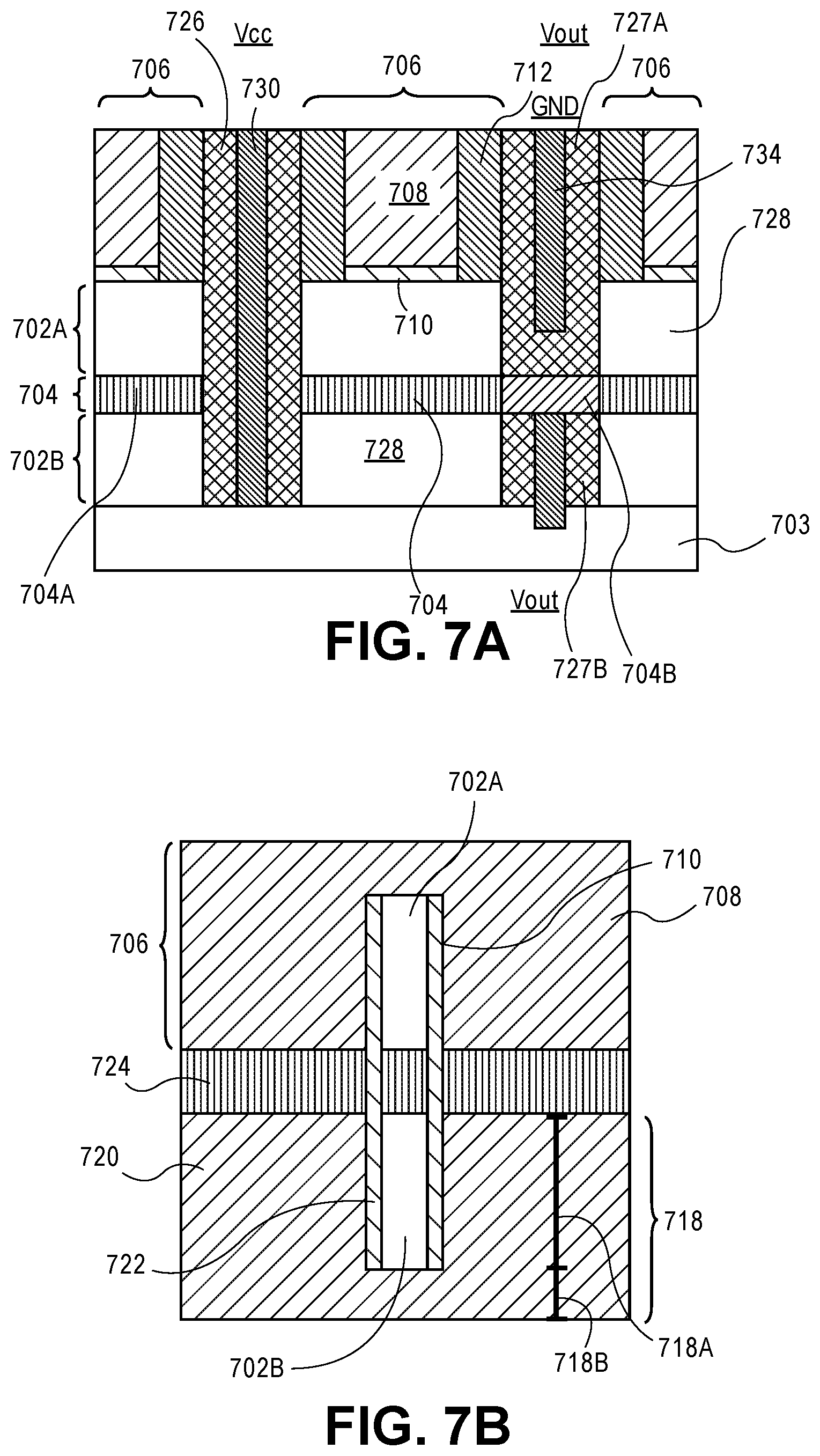 Patent US12310044 Figure 7 – Vertical integration scheme and circuit elements architecture for area scaling of semiconductor devices