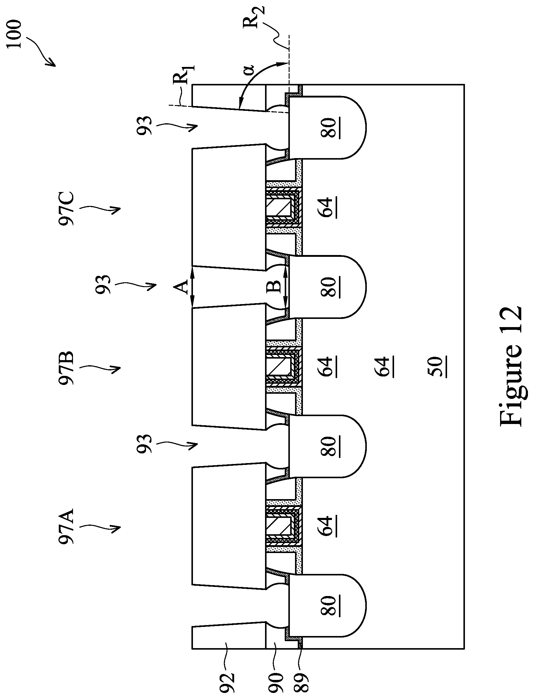 Patent US12310051 Figure 14 – Fin field-effect transistor device having contact plugs with re-entrant profile