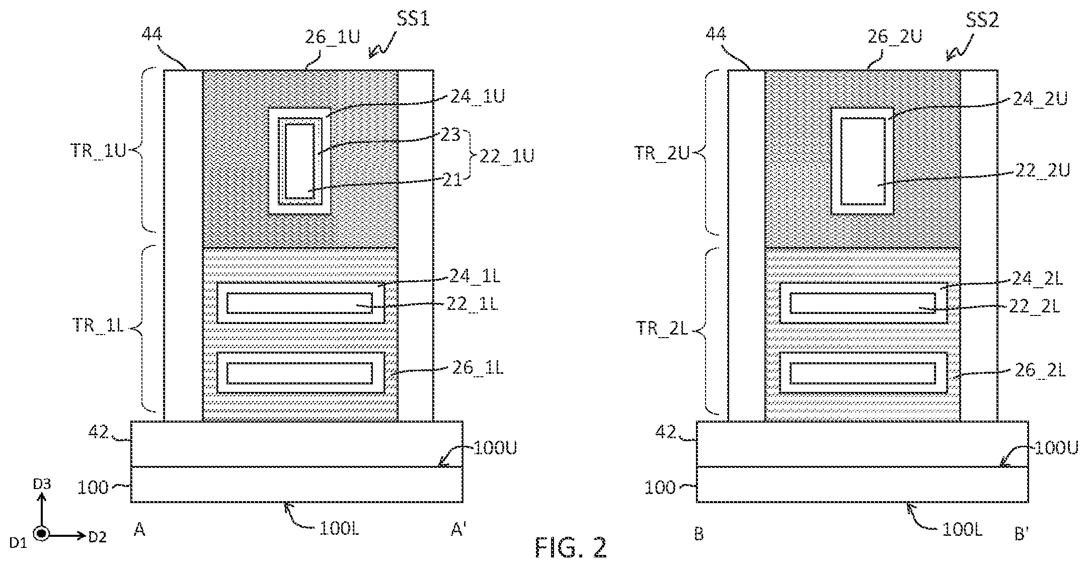 Patent US12310062 Figure 2 – Integrated circuit devices including stacked transistors and methods of forming the same