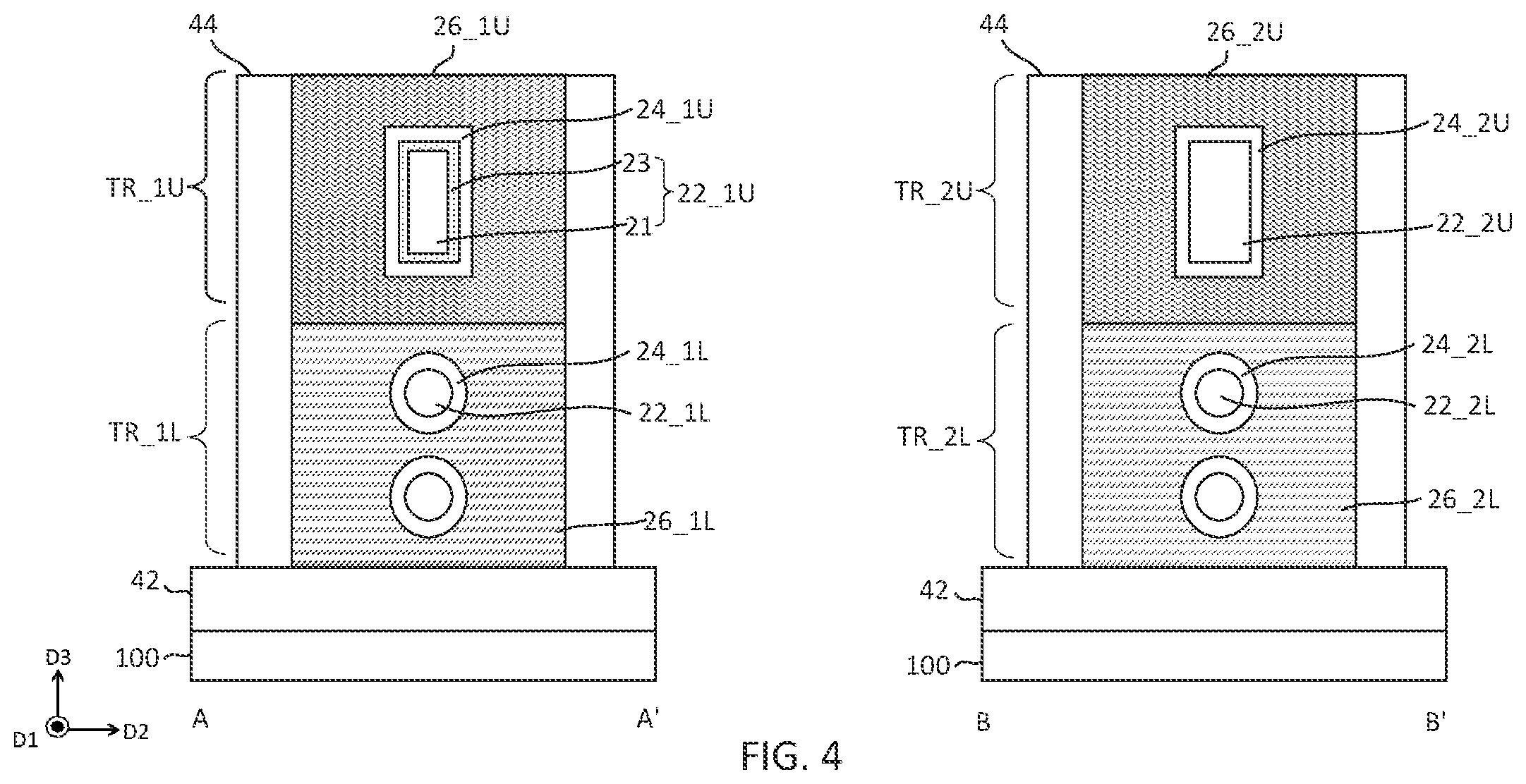 Patent US12310062 Figure 4 – Integrated circuit devices including stacked transistors and methods of forming the same