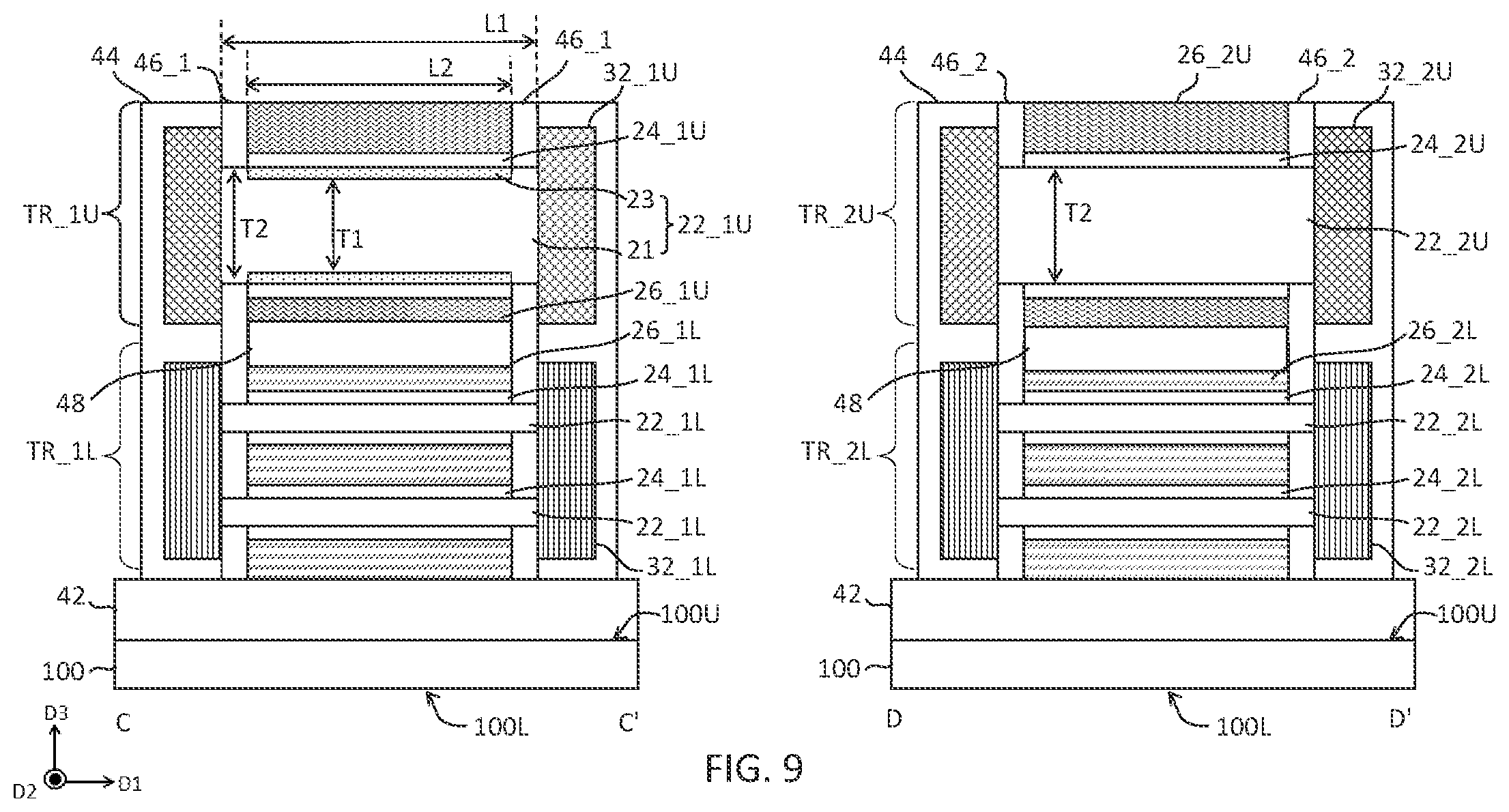 Patent US12310062 Figure 9 – Integrated circuit devices including stacked transistors and methods of forming the same