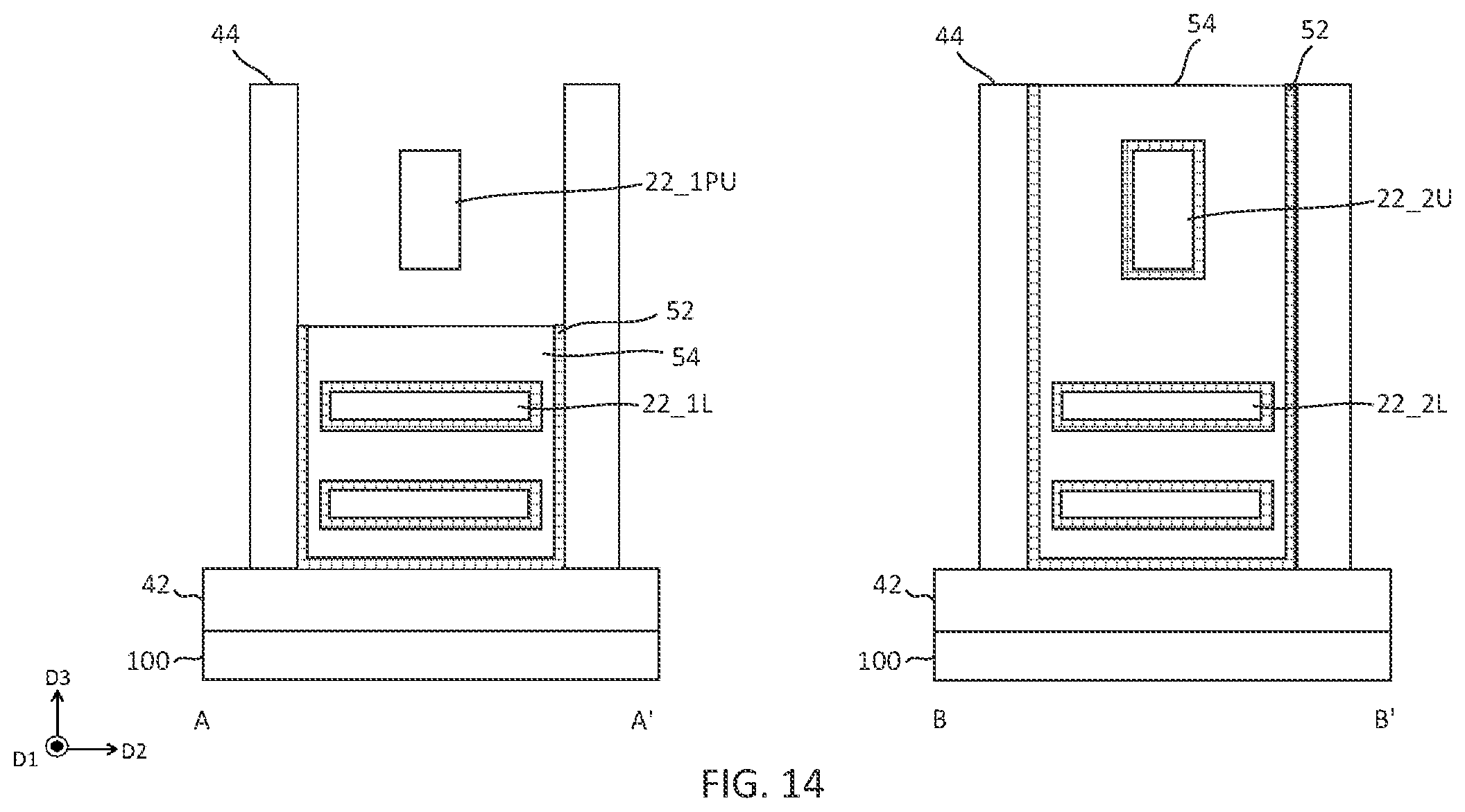 Patent US12310062 Figure 14 – Integrated circuit devices including stacked transistors and methods of forming the same