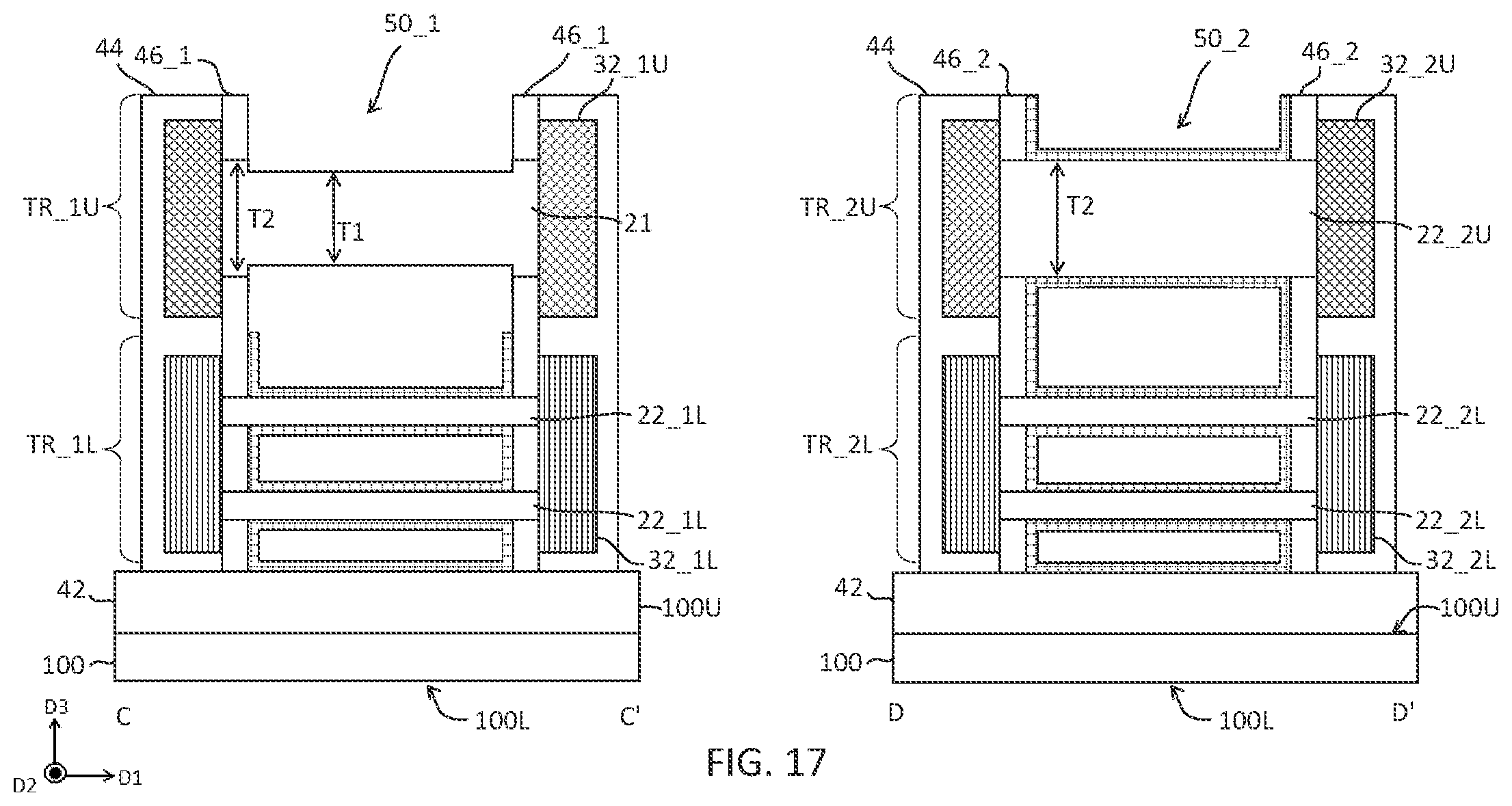 Patent US12310062 Figure 17 – Integrated circuit devices including stacked transistors and methods of forming the same