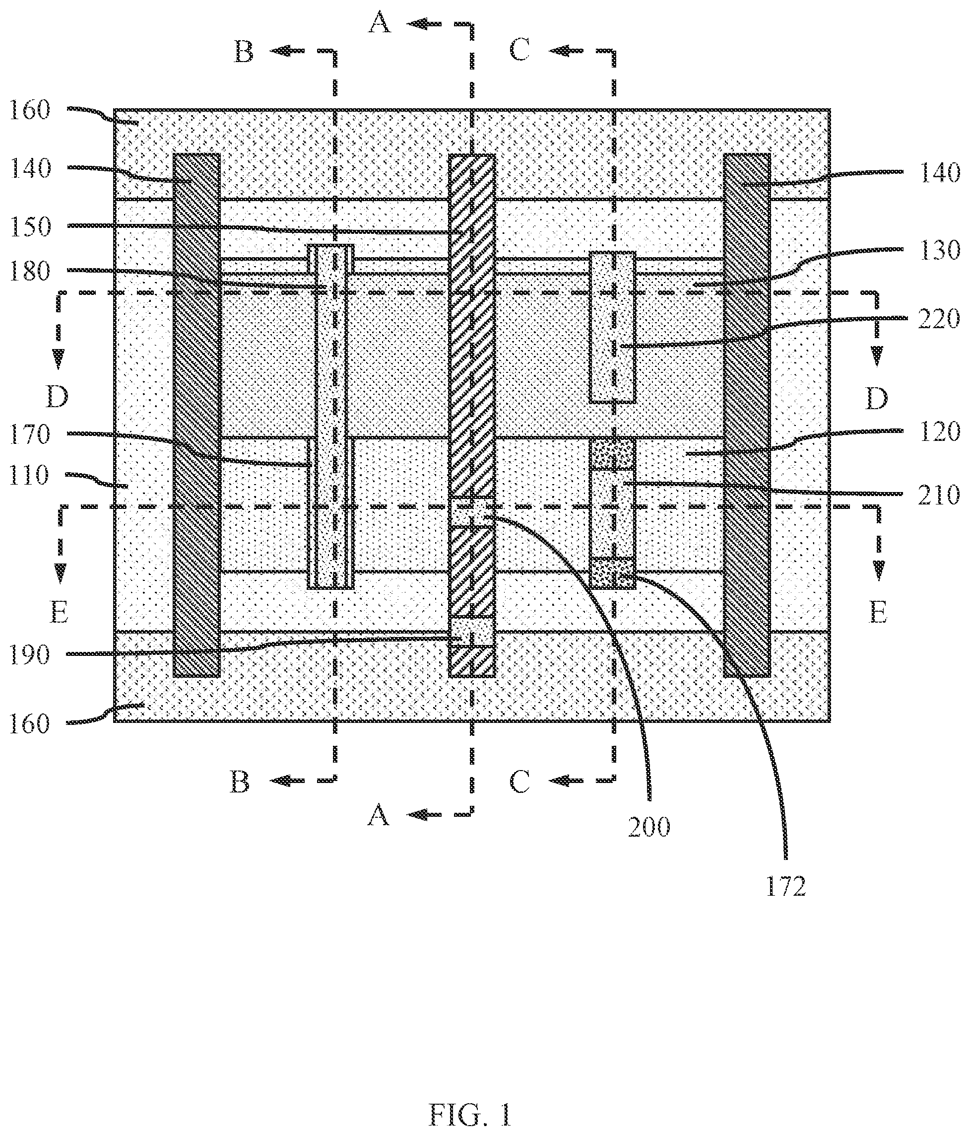 Patent US12310072 Figure 1 – Middle of line structure with stacked devices