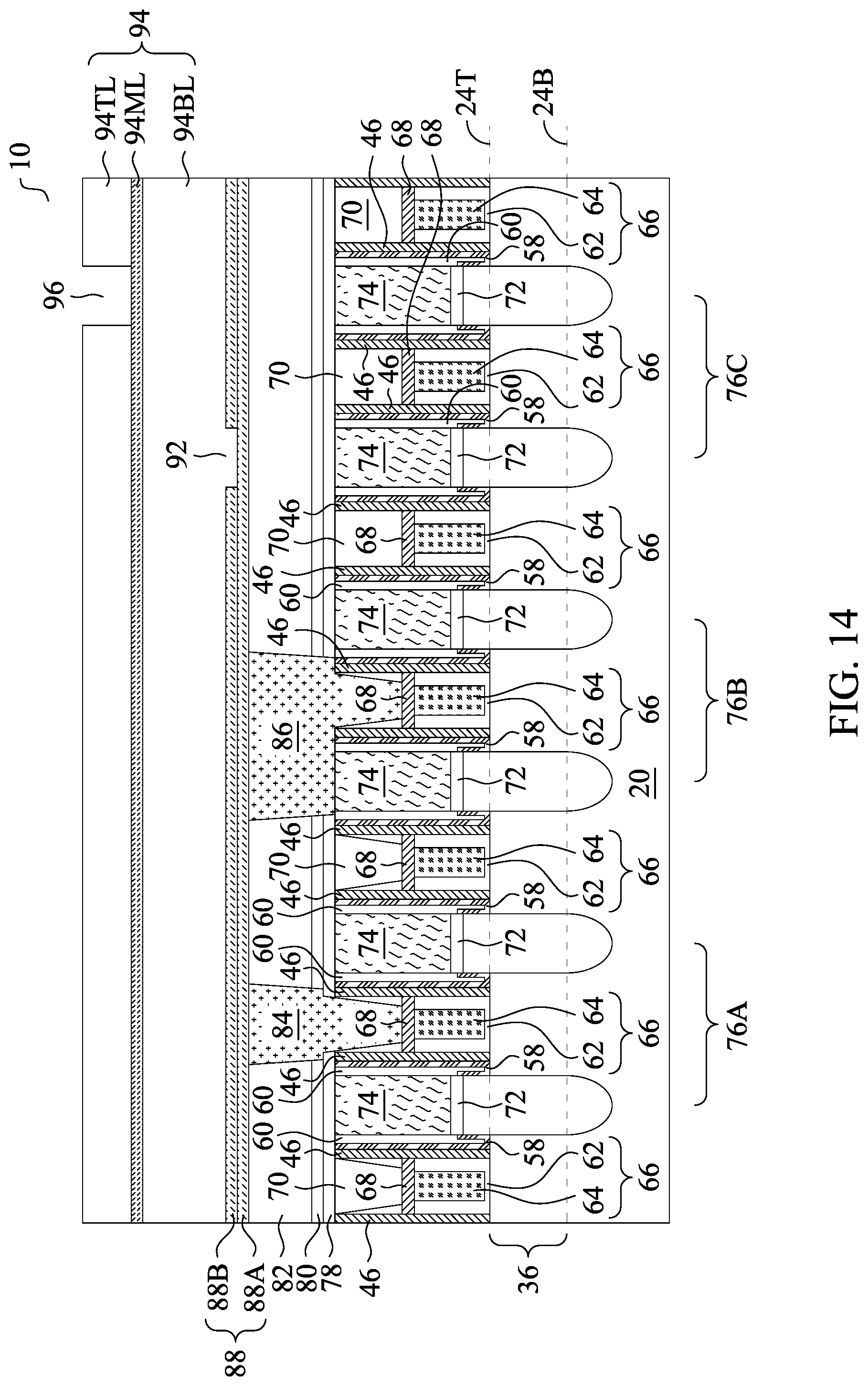Patent US12310077 Figure 15 – Dual damascene structure in forming source/drain contacts
