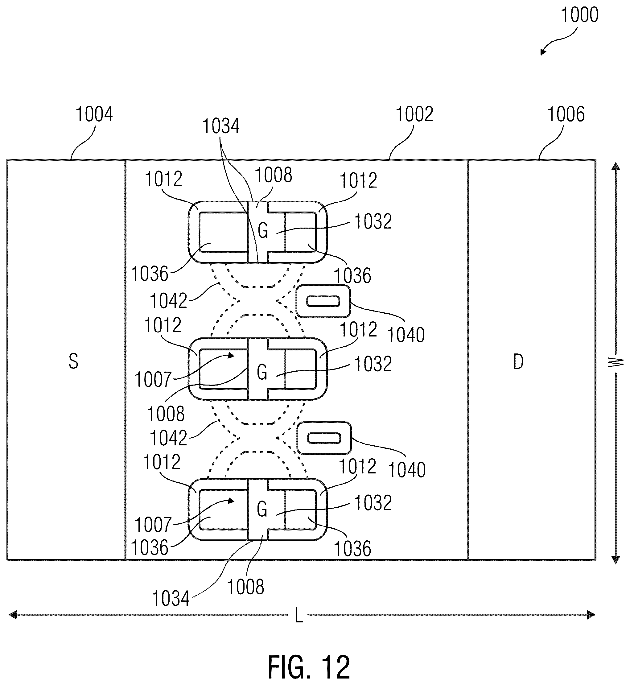 Patent US12310080 Figure 12 – Laterally-gated transistors and lateral Schottky diodes with integrated lateral field plate structures