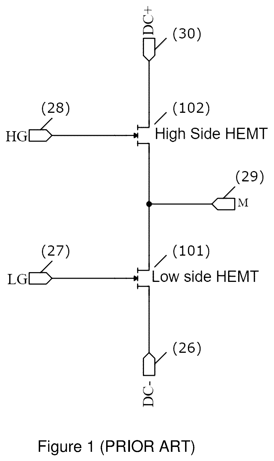 Patent US12310088 Figure 1 – Heterojunction based half bridge