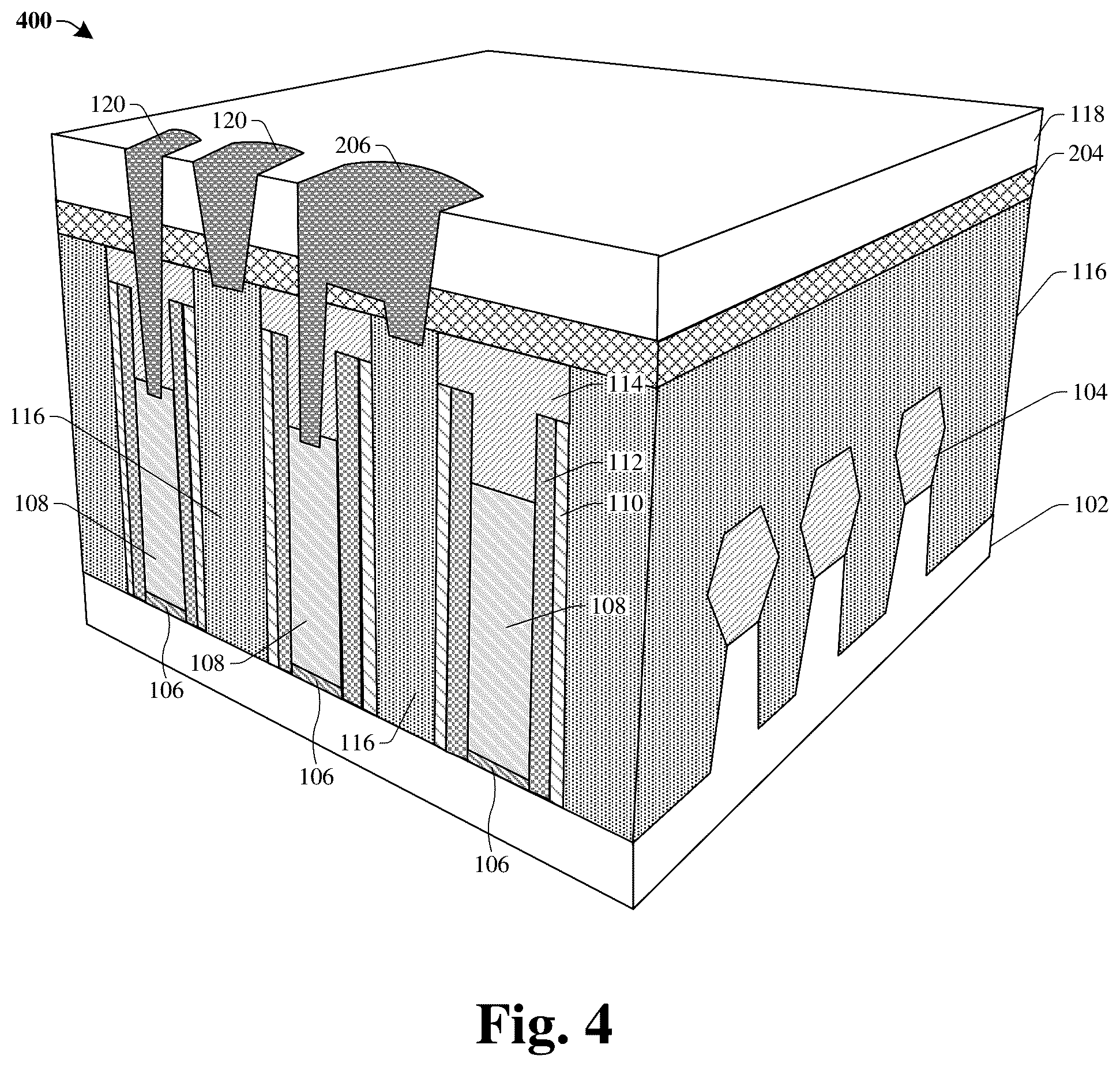 Patent US12310097 Figure 4 – Dielectric protection layer in middle-of-line interconnect structure manufacturing method