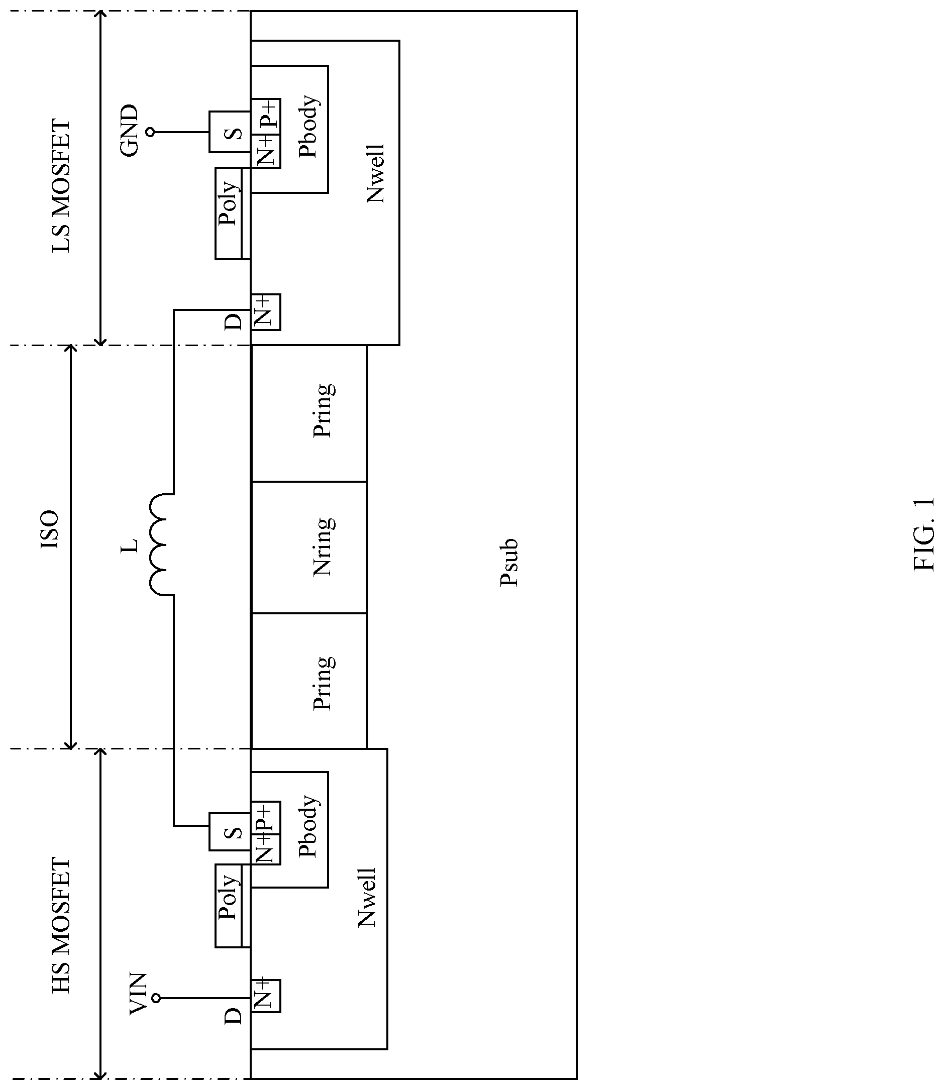 Patent US12310098 Figure 1 – Semiconductor structure having a semiconductor substrate and an isolation component