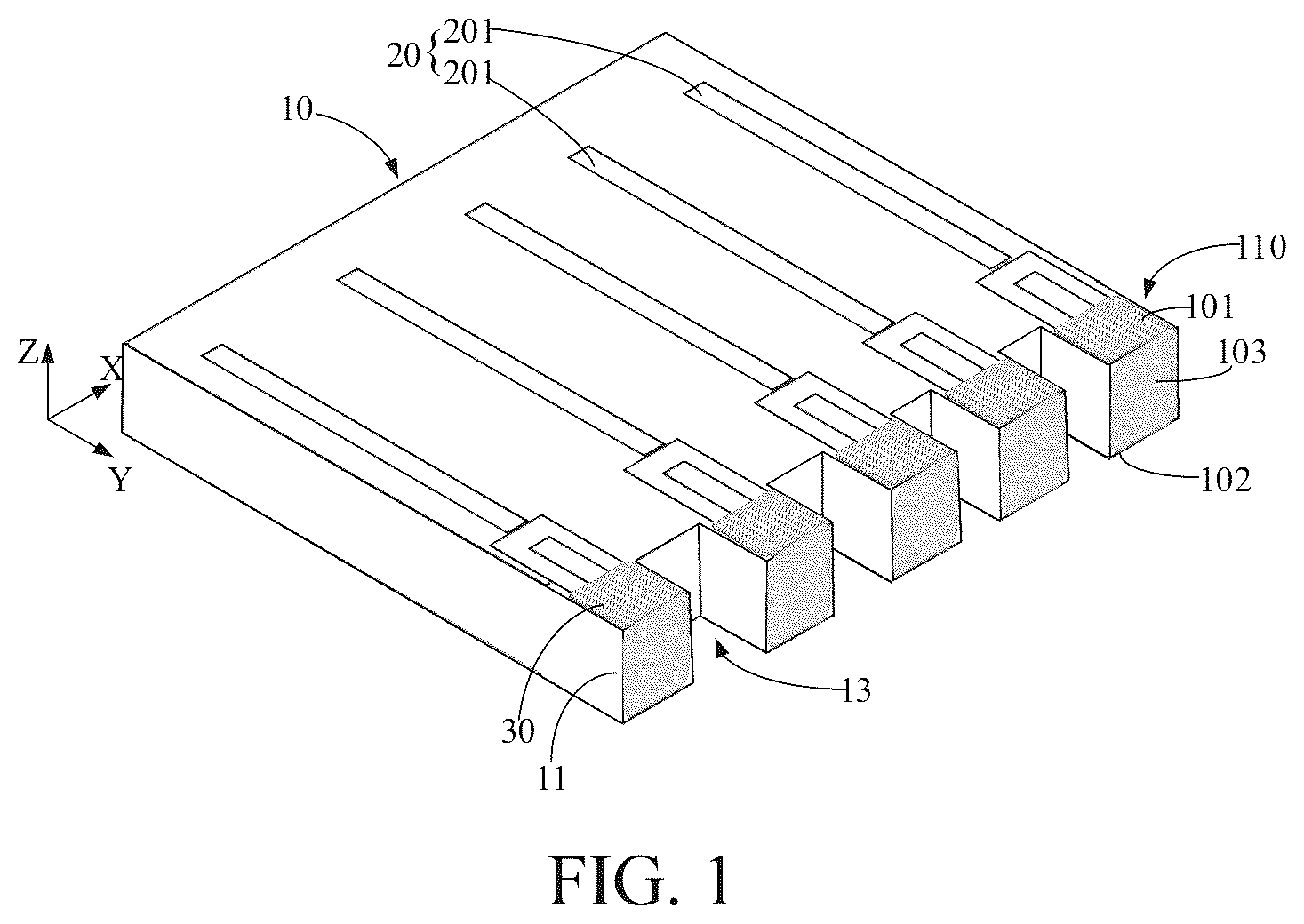 Patent US12310109 Figure 1 – Display panel including a substrate having protruding portions, method for manufacturing display panel, and display device