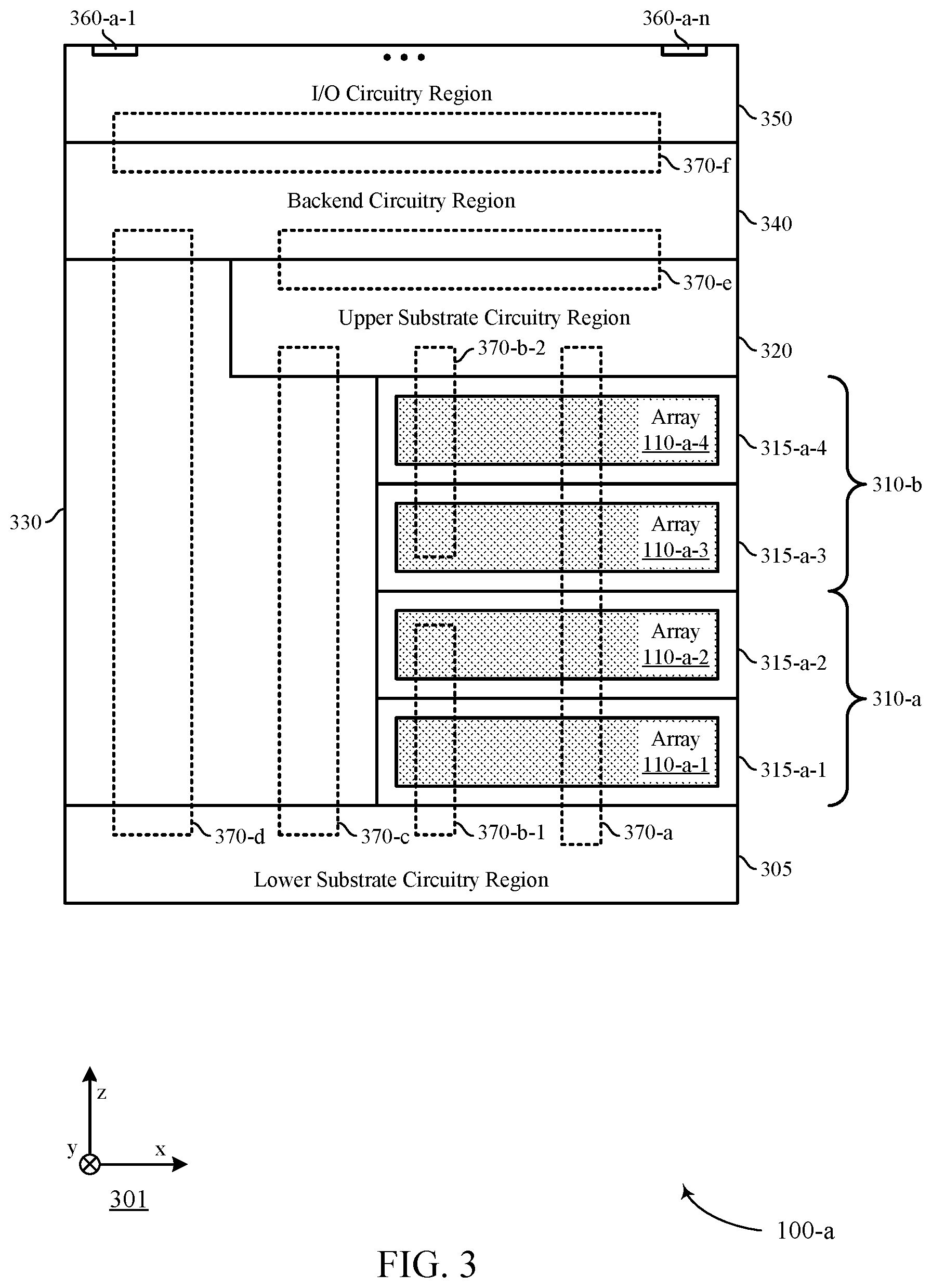 Patent US12310116 Figure 3 – Transistor configurations for multi-deck memory devices