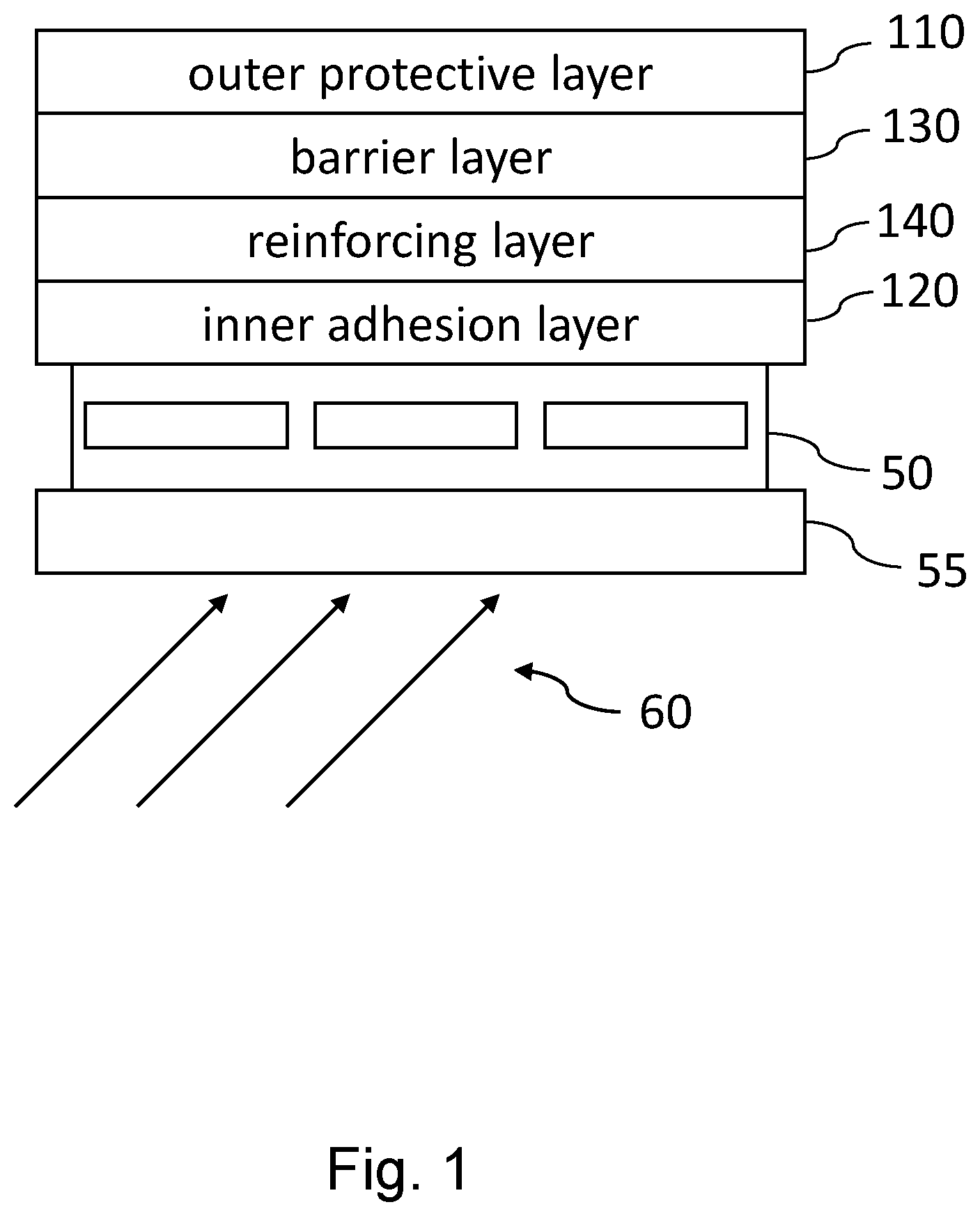 Patent US12310121 Figure 1 – Backsheet stack for a photovoltaic module, and a method for the production thereof