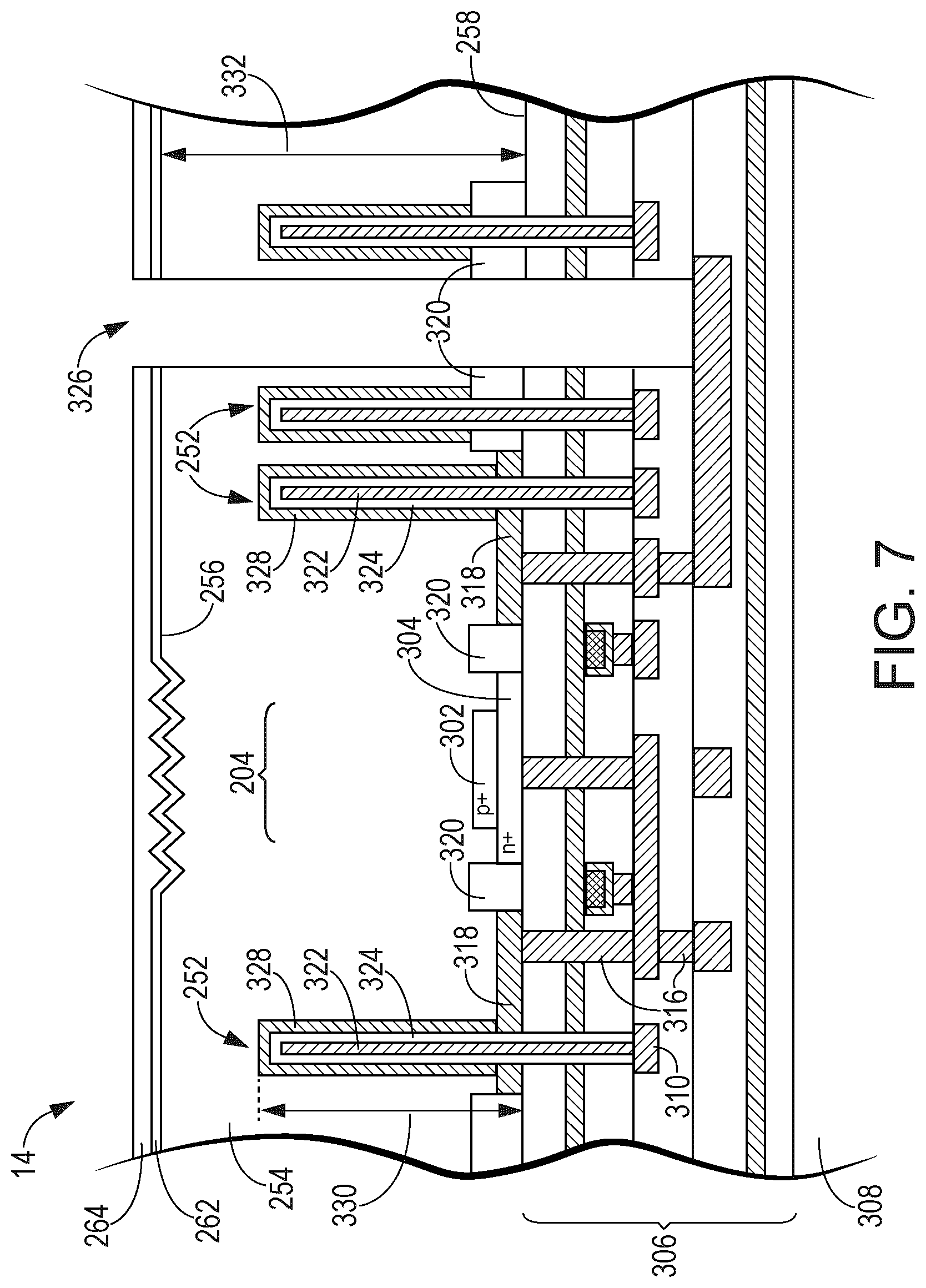 Patent US12310139 Figure 7 – Semiconductor devices with single-photon avalanche diodes and isolation structures