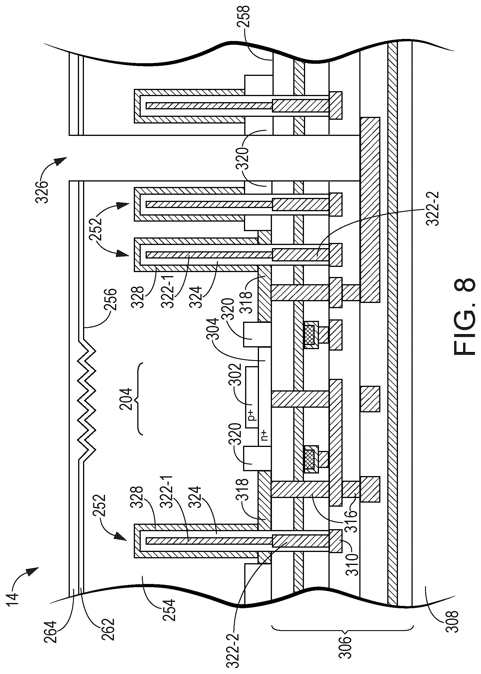 Patent US12310139 Figure 8 – Semiconductor devices with single-photon avalanche diodes and isolation structures