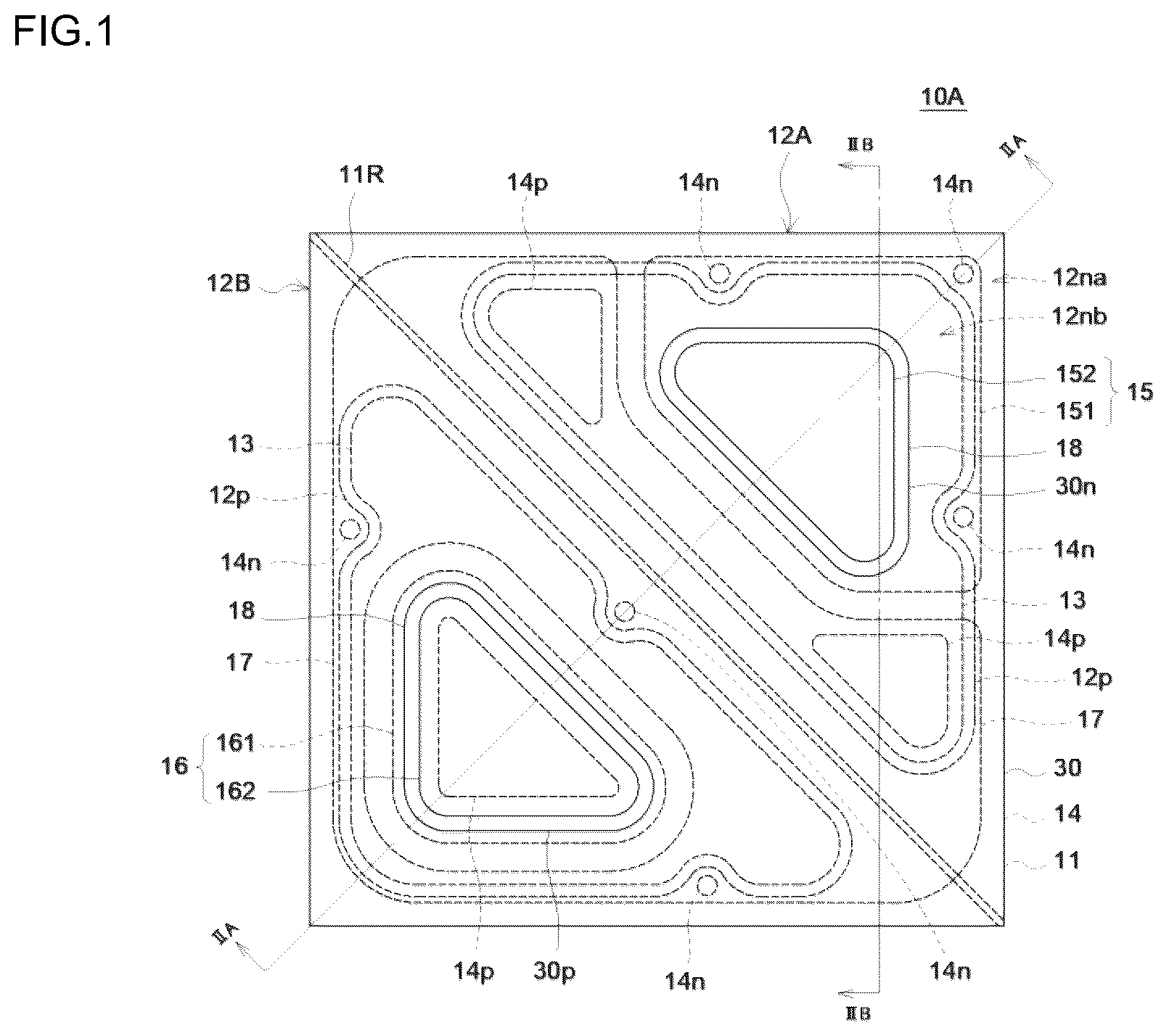 Patent US12310152 Figure 1 – Light emitting element including substrate, emission parts, insulation layer, and electrodes