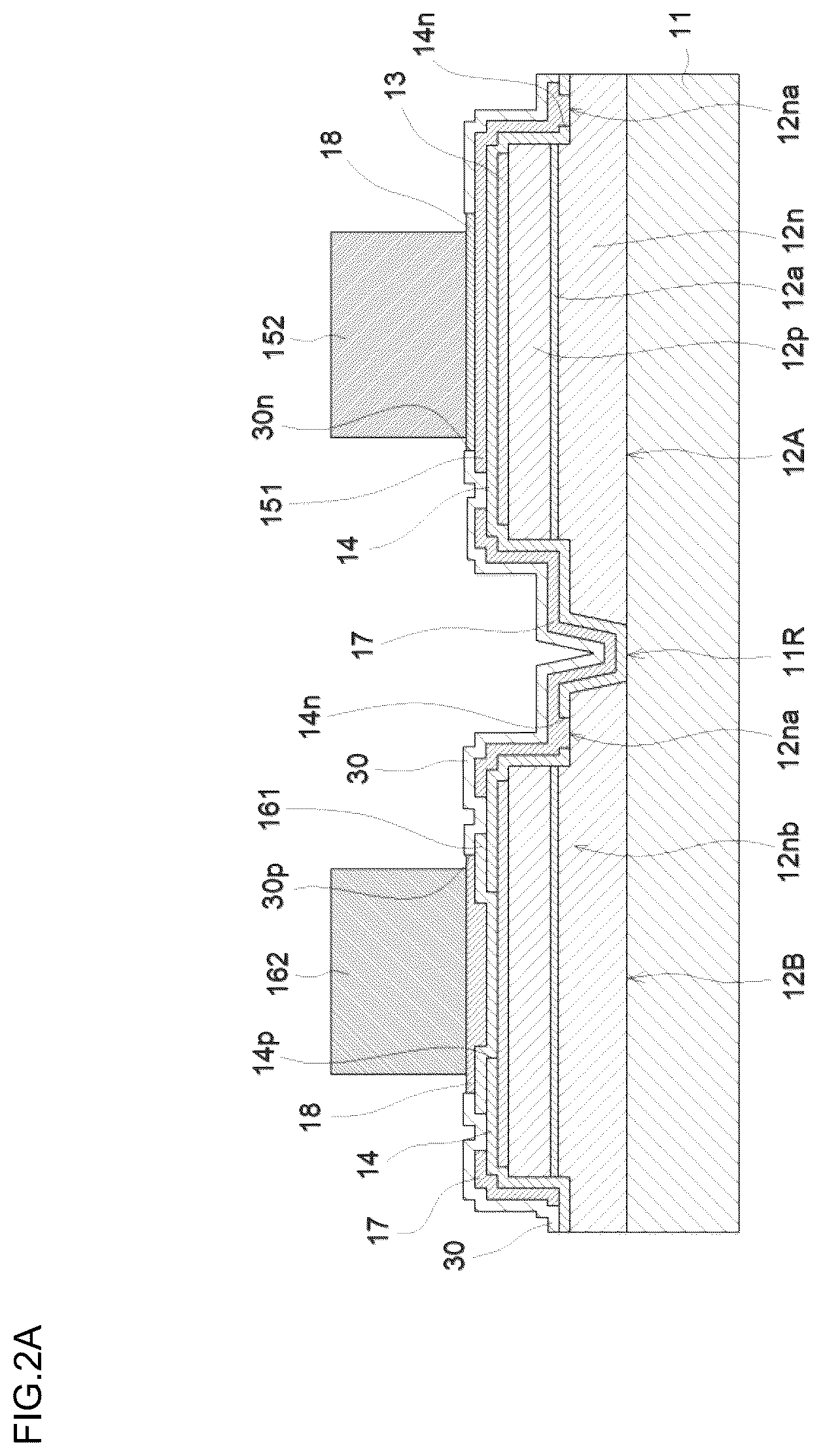 Patent US12310152 Figure 2 – Light emitting element including substrate, emission parts, insulation layer, and electrodes