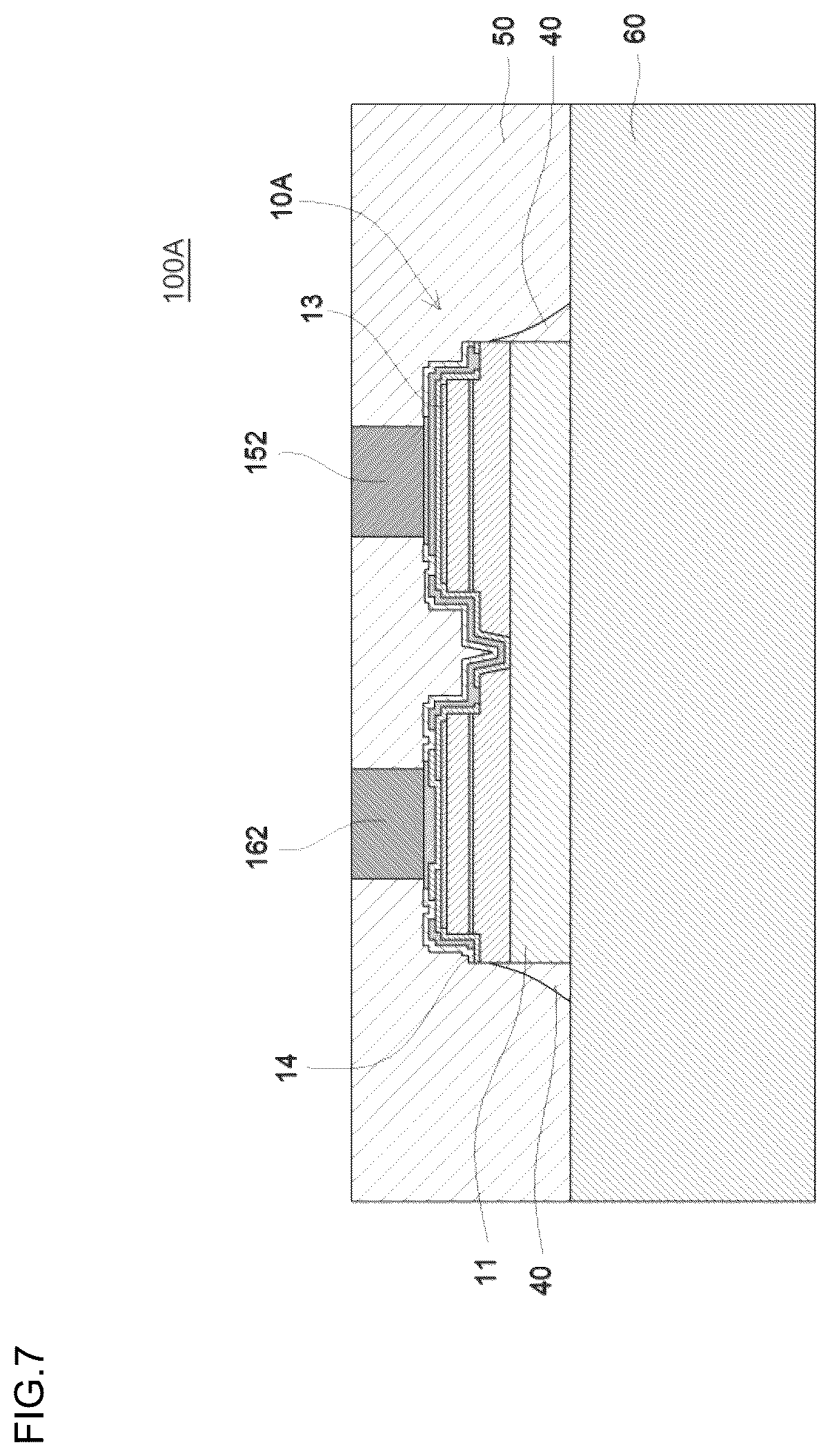 Patent US12310152 Figure 11 – Light emitting element including substrate, emission parts, insulation layer, and electrodes
