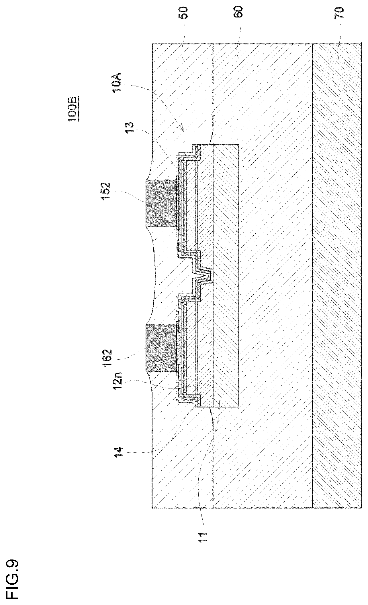 Patent US12310152 Figure 13 – Light emitting element including substrate, emission parts, insulation layer, and electrodes