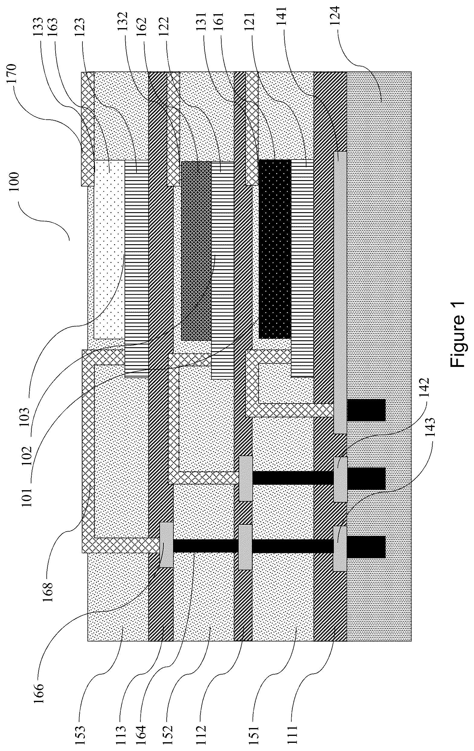 Patent US12310159 Figure 1 – Integrated structure for an optoelectronic device and method of fabricating the same