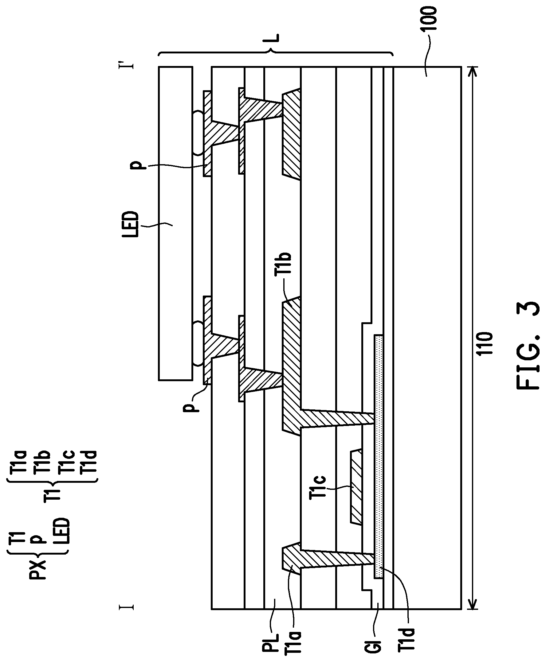 Patent US12310160 Figure 3 – Stretchable pixel array substrate