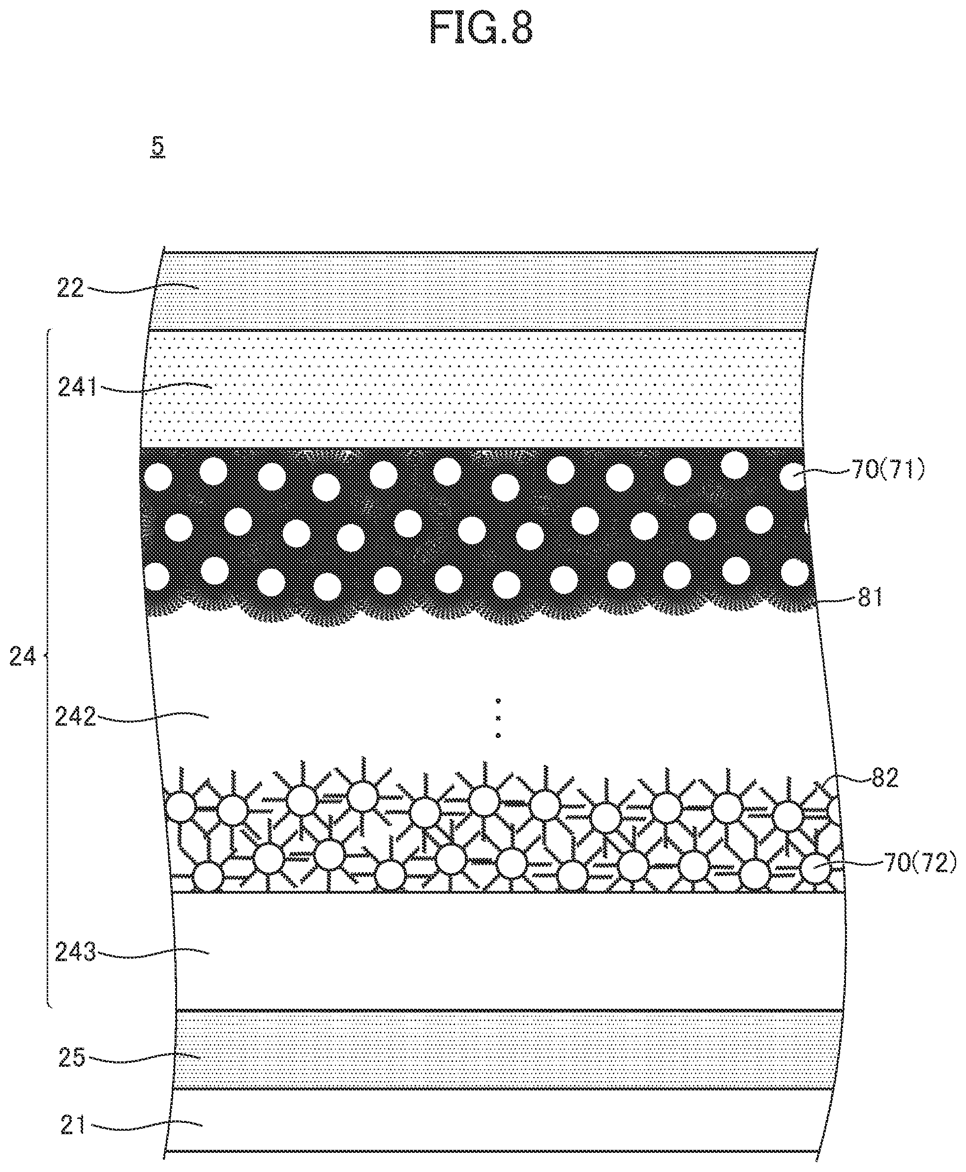 Patent US12310164 Figure 6 – Light-emitting element including luminous quantum dots and non-luminous quantum dots, display device including light-emitting element thereof, and method of manufacturing light- emitting element thereof