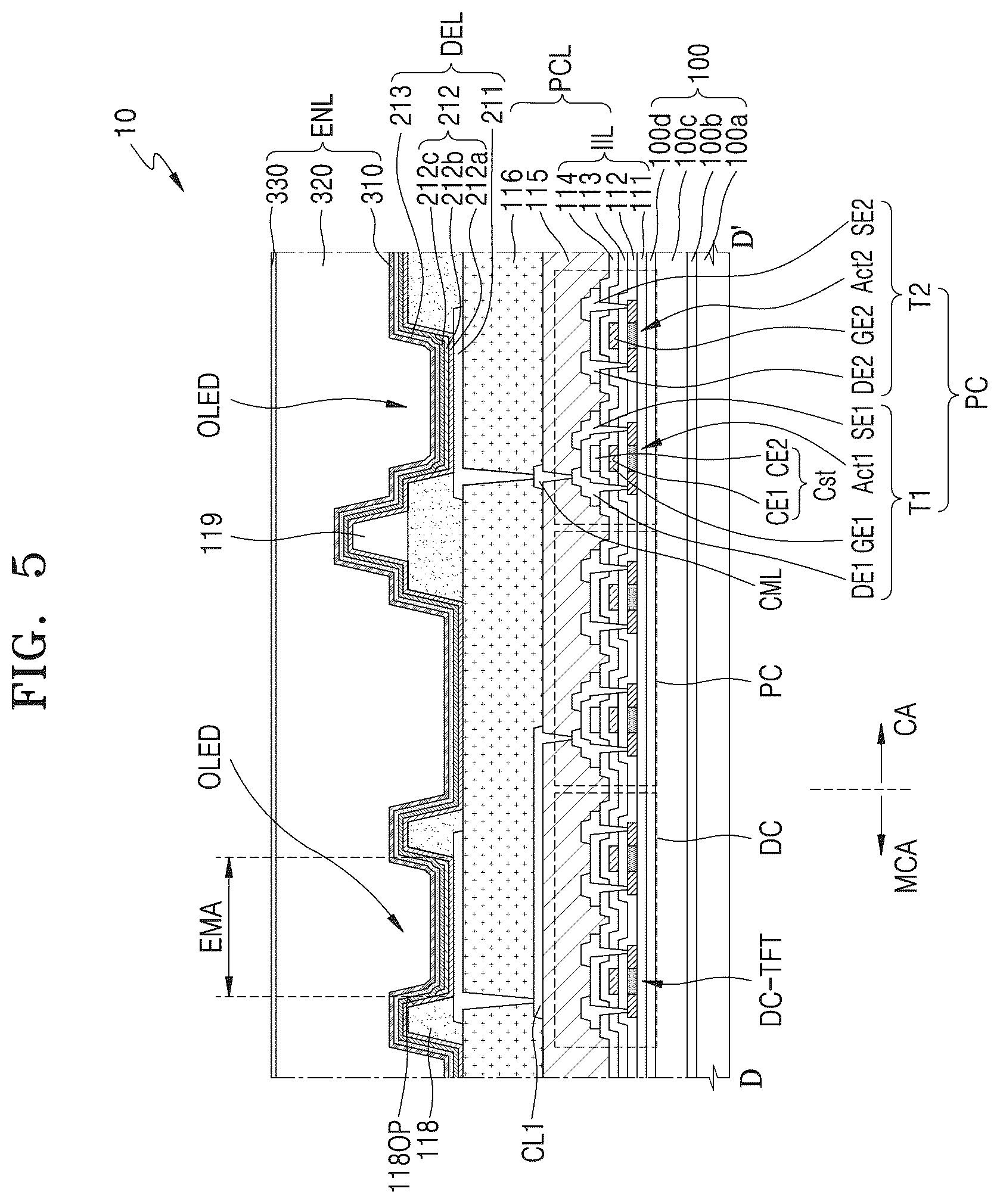 Patent US12310175 Figure 7 – Display panel and display device having center and adjacent corner areas spaced apart from each other by a penetration area