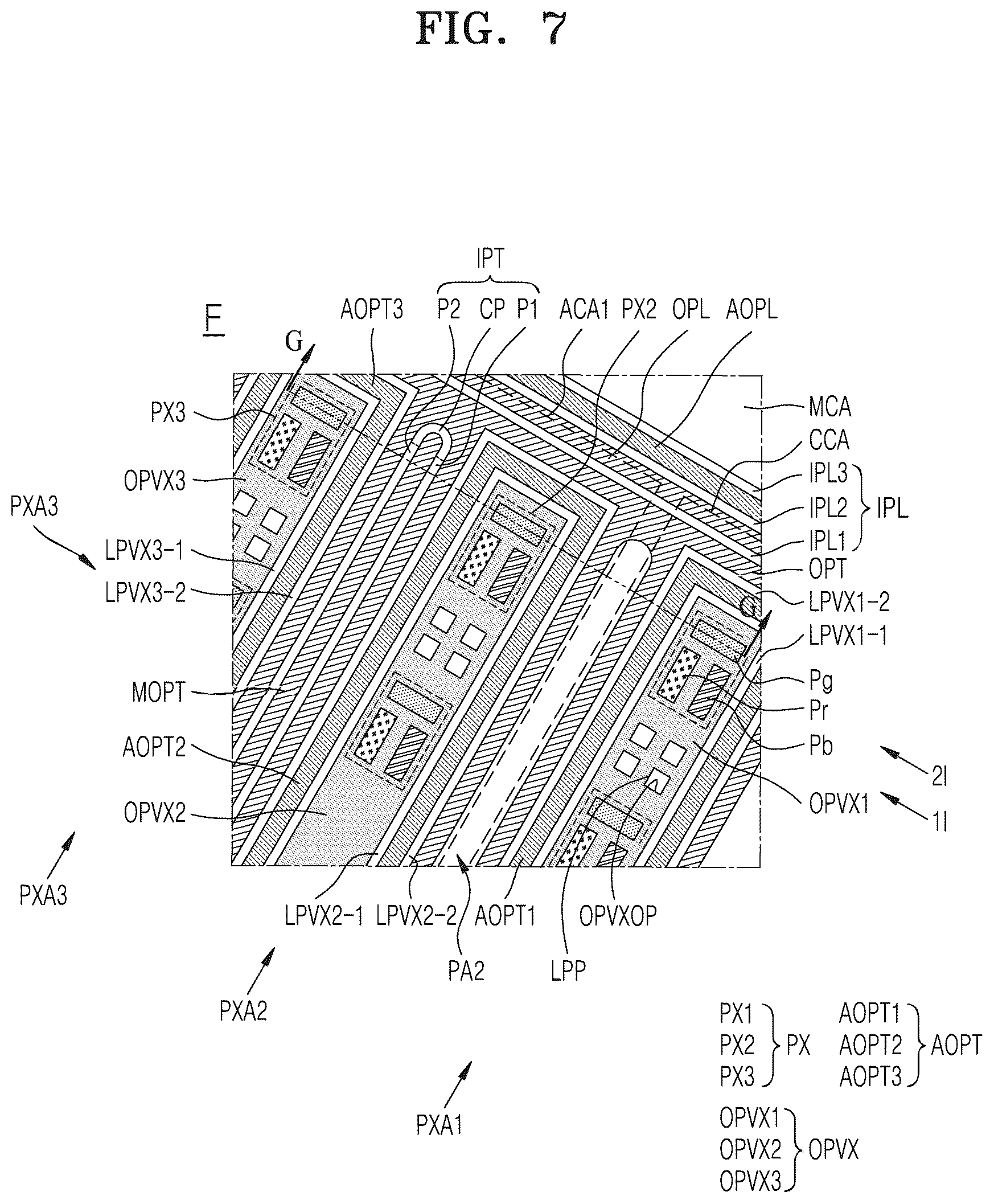 Patent US12310175 Figure 10 – Display panel and display device having center and adjacent corner areas spaced apart from each other by a penetration area