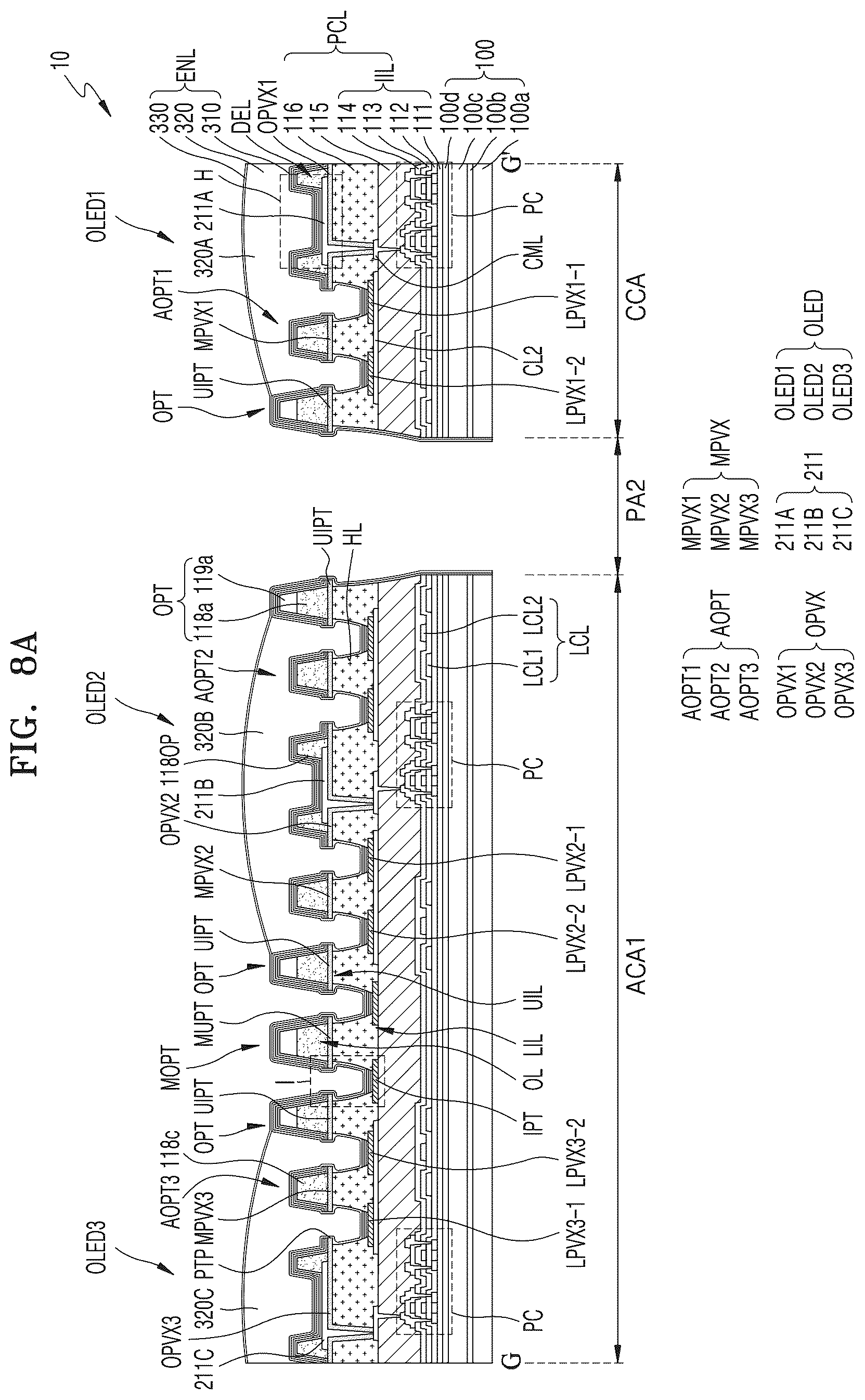 Patent US12310175 Figure 11 – Display panel and display device having center and adjacent corner areas spaced apart from each other by a penetration area