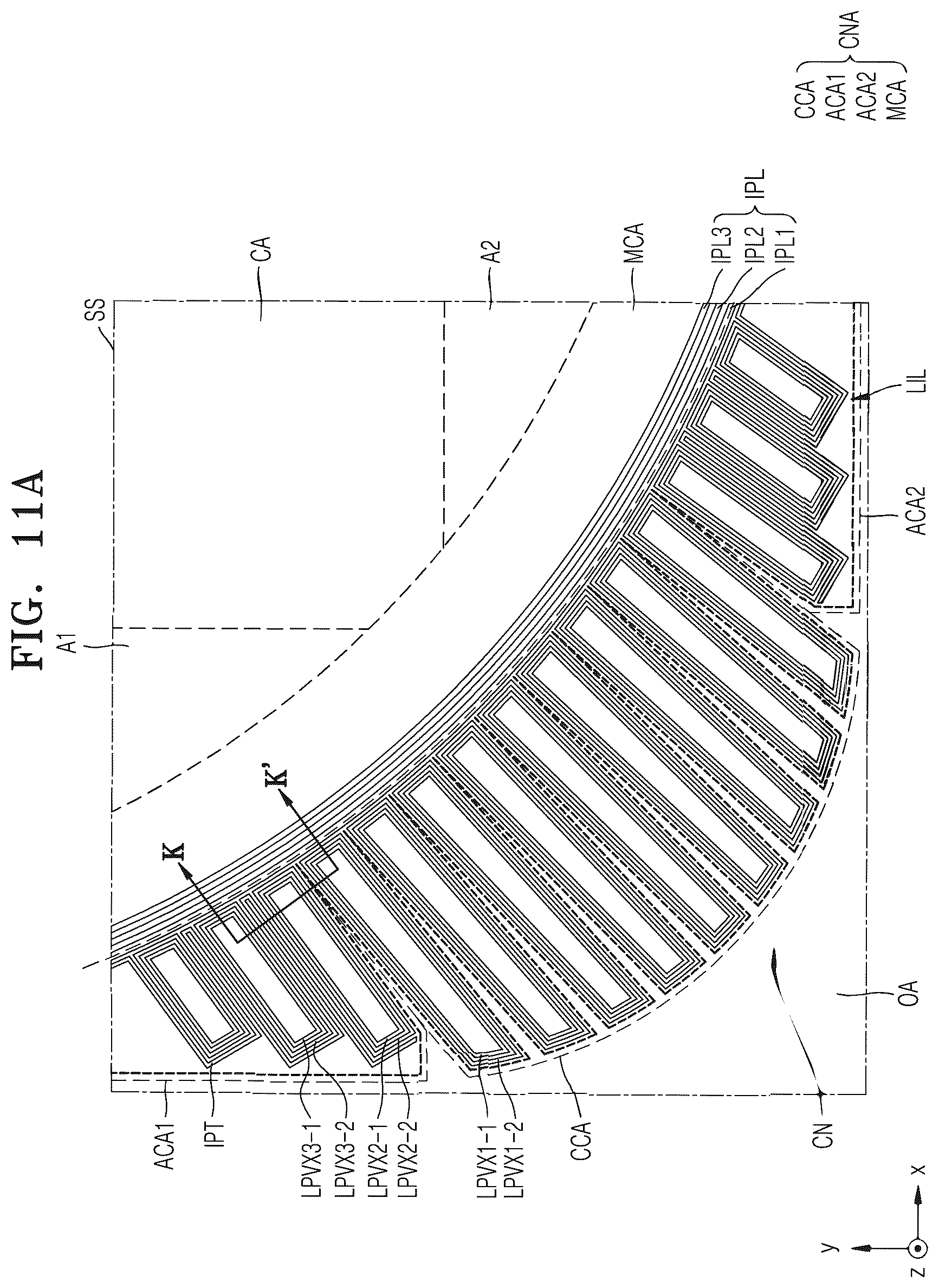 Patent US12310175 Figure 17 – Display panel and display device having center and adjacent corner areas spaced apart from each other by a penetration area