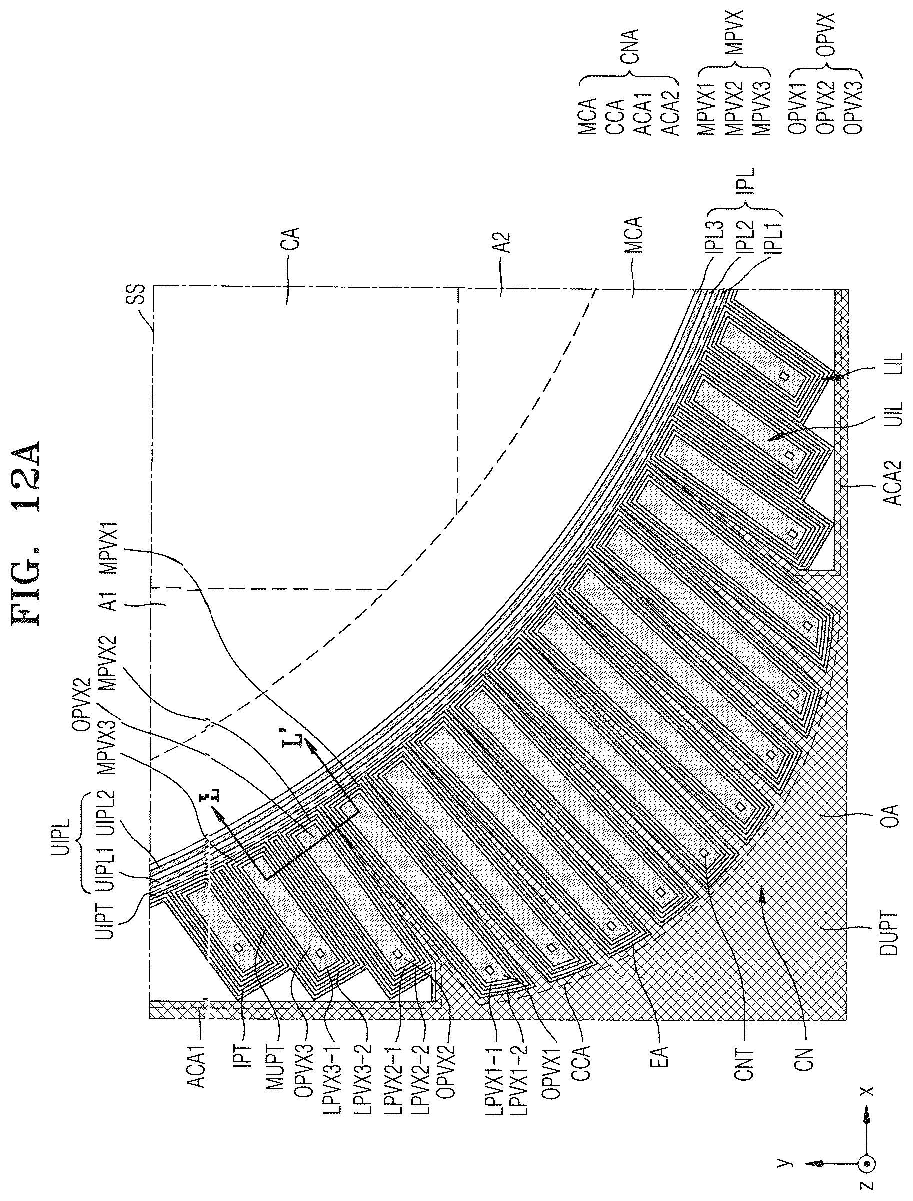 Patent US12310175 Figure 20 – Display panel and display device having center and adjacent corner areas spaced apart from each other by a penetration area