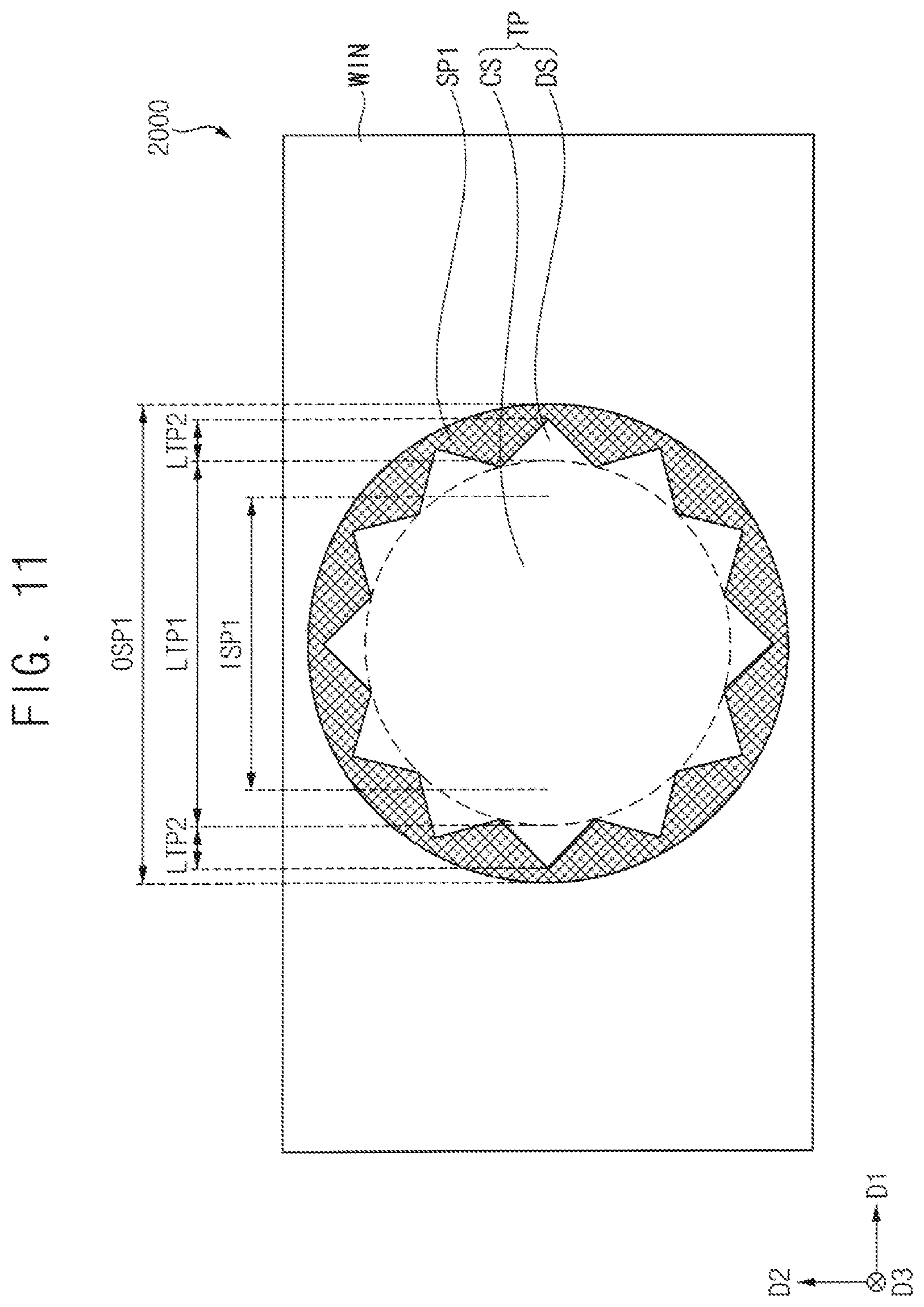 Patent US12310177 Figure 11 – Display device with window having stack of transparent and light-blocking patterns, and method of manufacturing the same