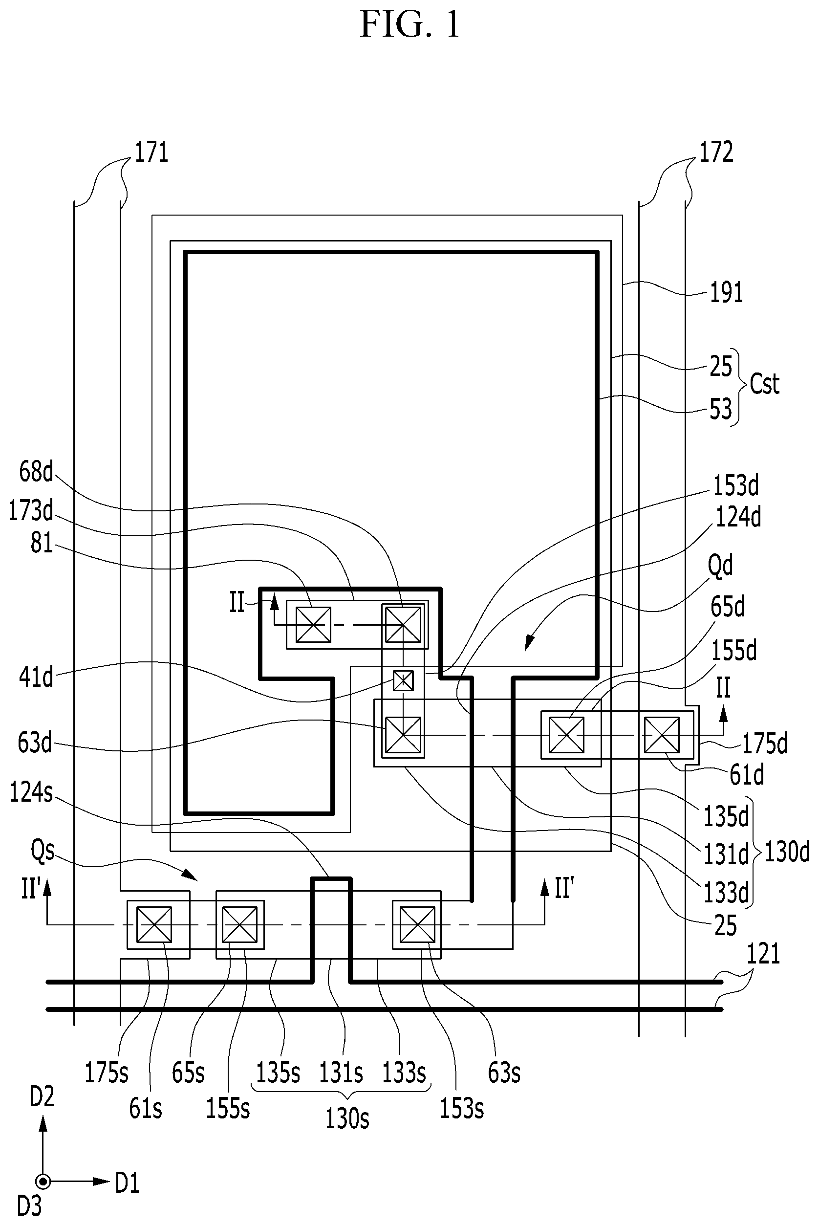 Patent US12310181 Figure 1 – Transistor array panel, manufacturing method thereof, and display device including the same