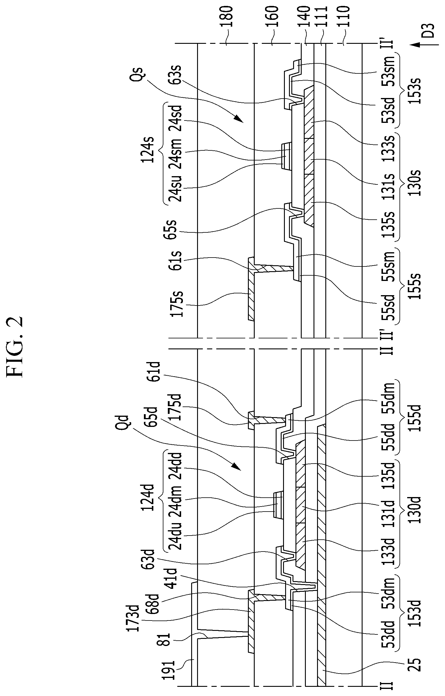 Patent US12310181 Figure 2 – Transistor array panel, manufacturing method thereof, and display device including the same
