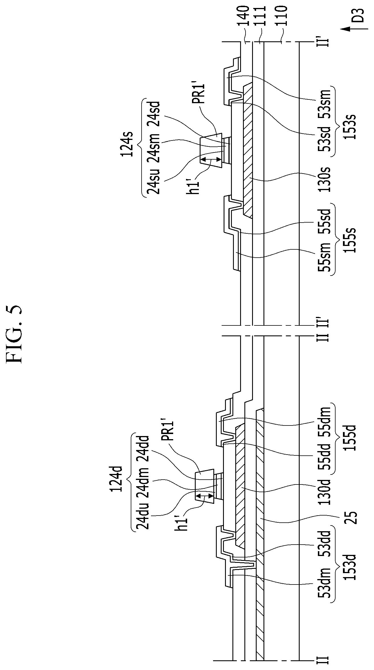 Patent US12310181 Figure 5 – Transistor array panel, manufacturing method thereof, and display device including the same